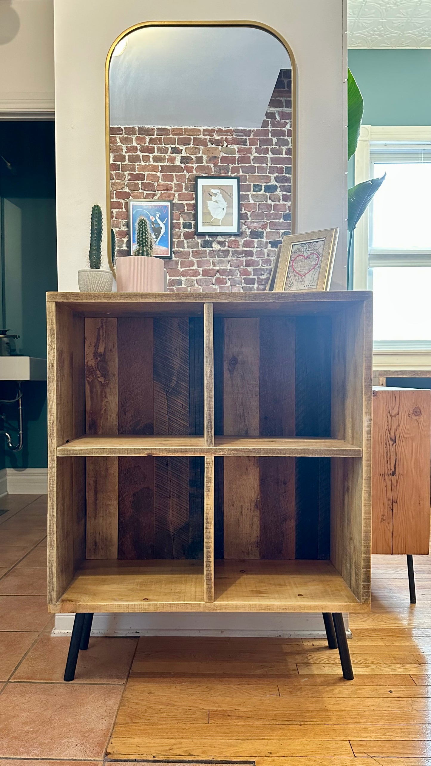 30” L Rustic Wood Cube Table