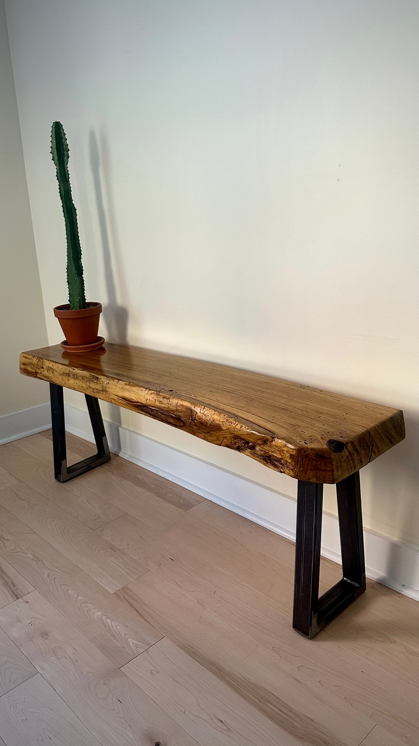 4’ Rustic Live Edge Butternut Bench