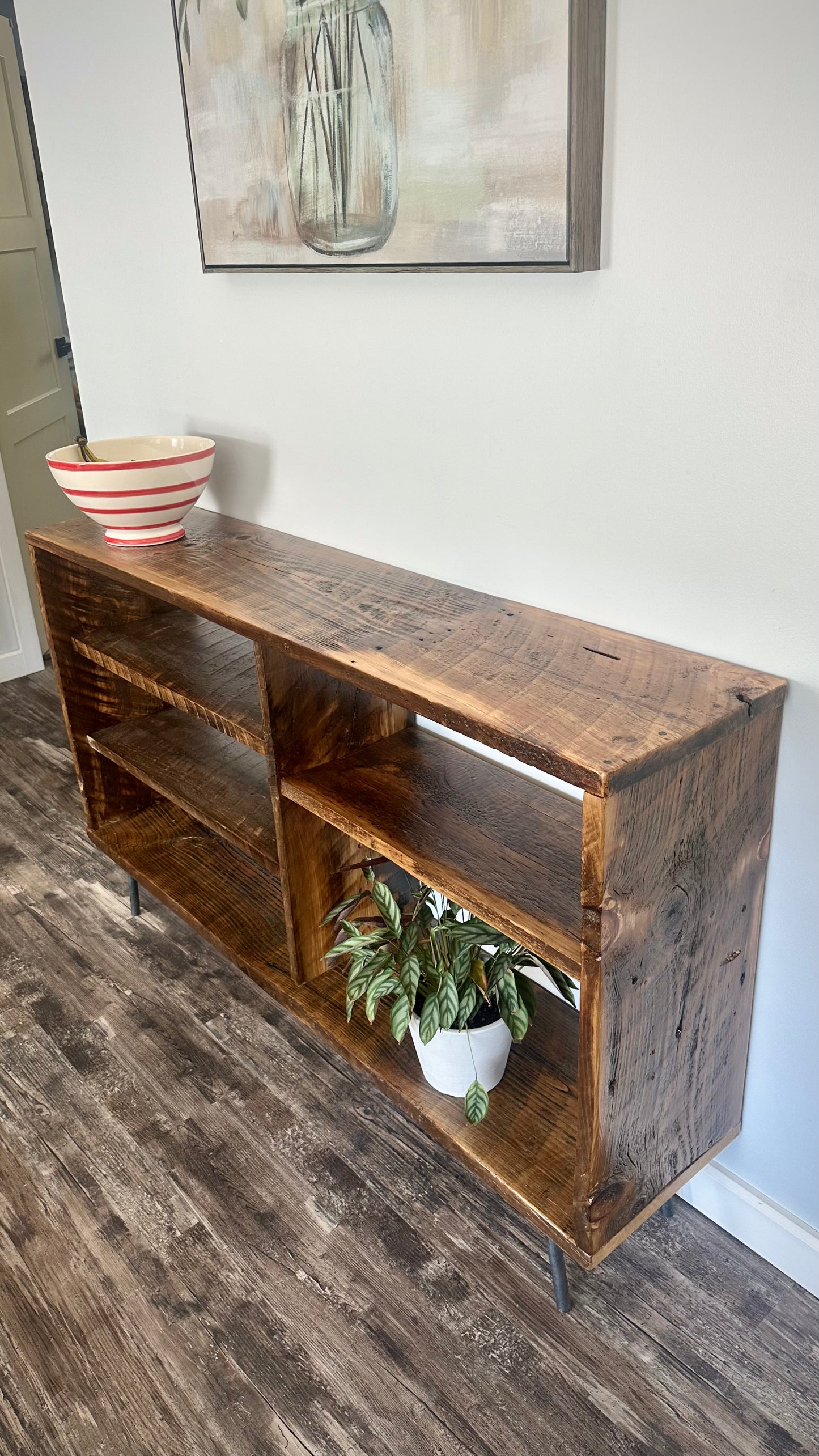 4 1/2’ L Rustic Reclaimed Wood Console / Media Table