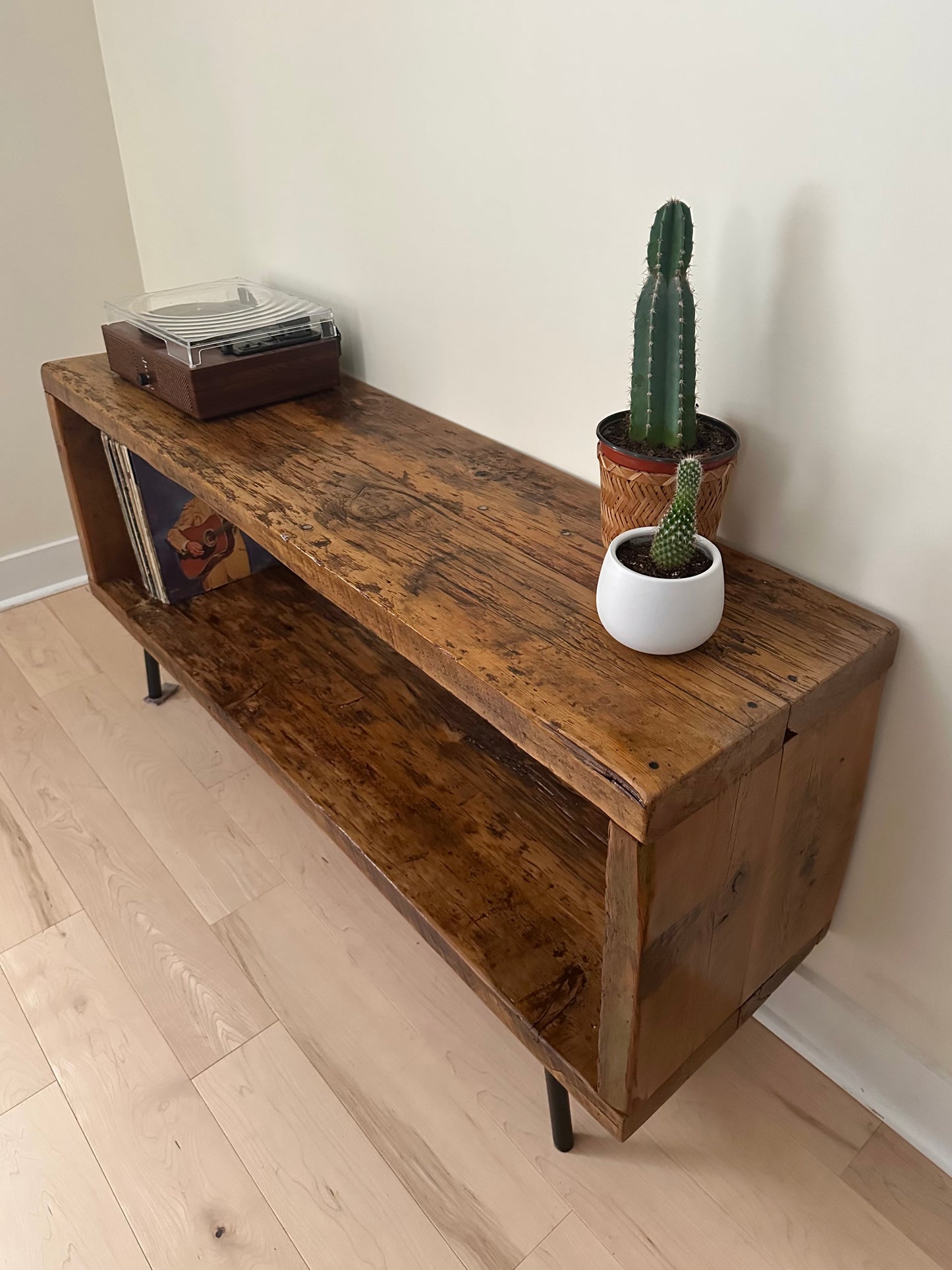 5’ L Rustic Wood Minimalist Media Stand / Table
