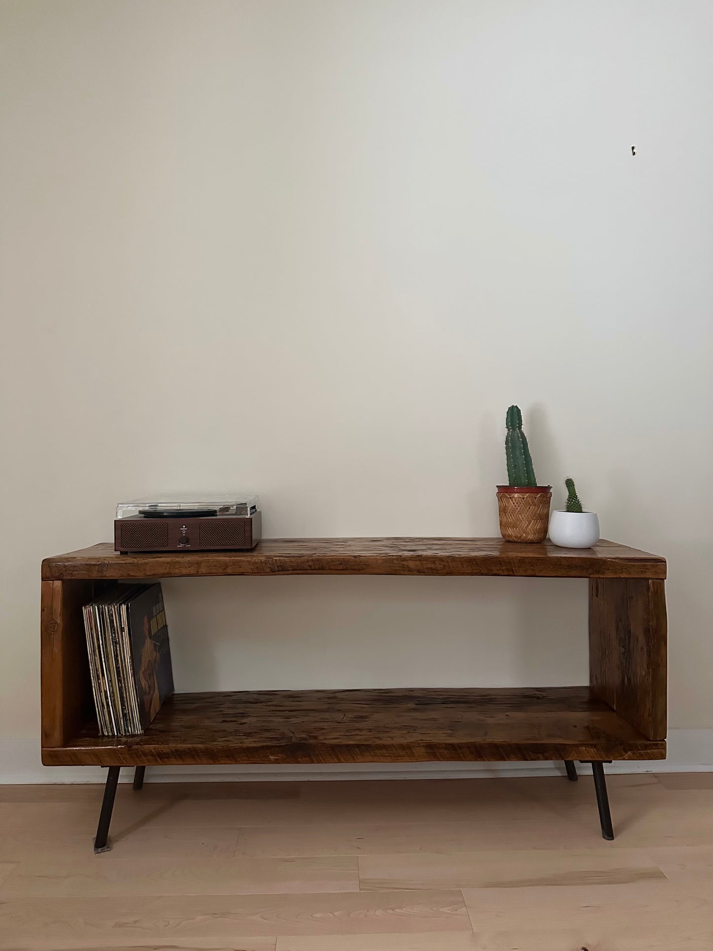 5’ L Rustic Wood Minimalist Media Stand / Table