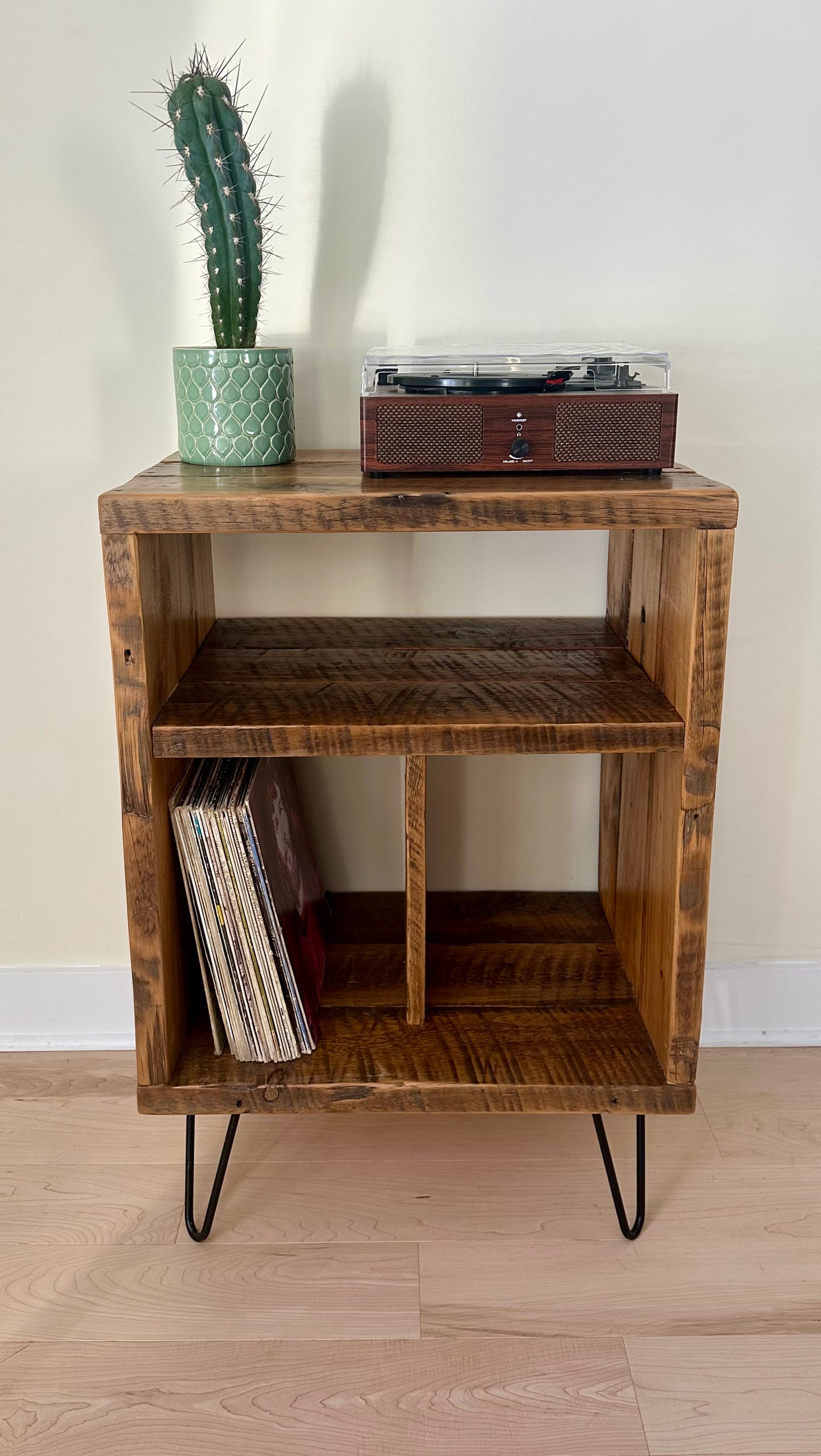 2’ L Rustic Reclaimed Wood Vinyl / Media Table