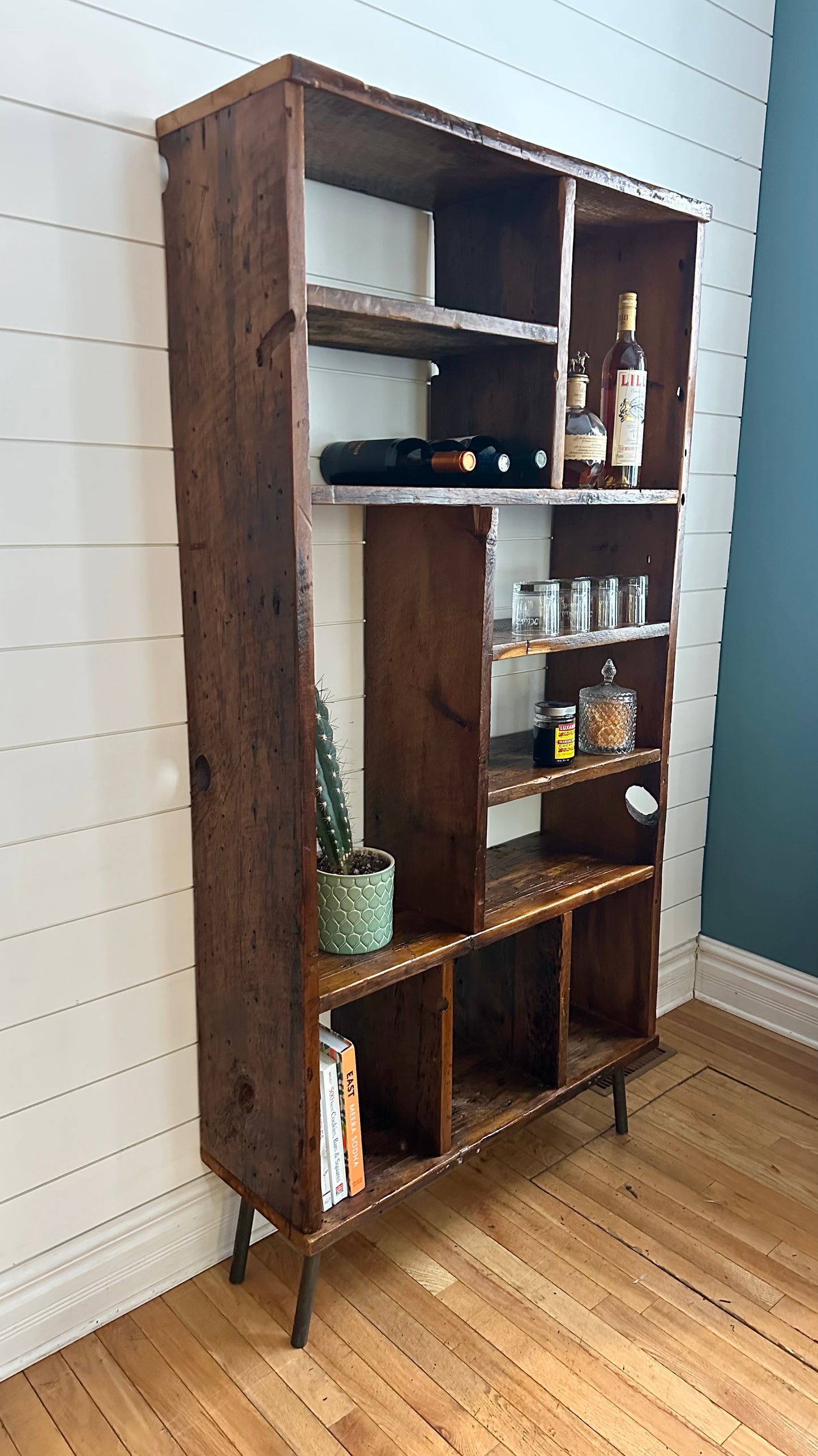 6’ H Rustic Reclaimed Wood Bookcase / Shelf