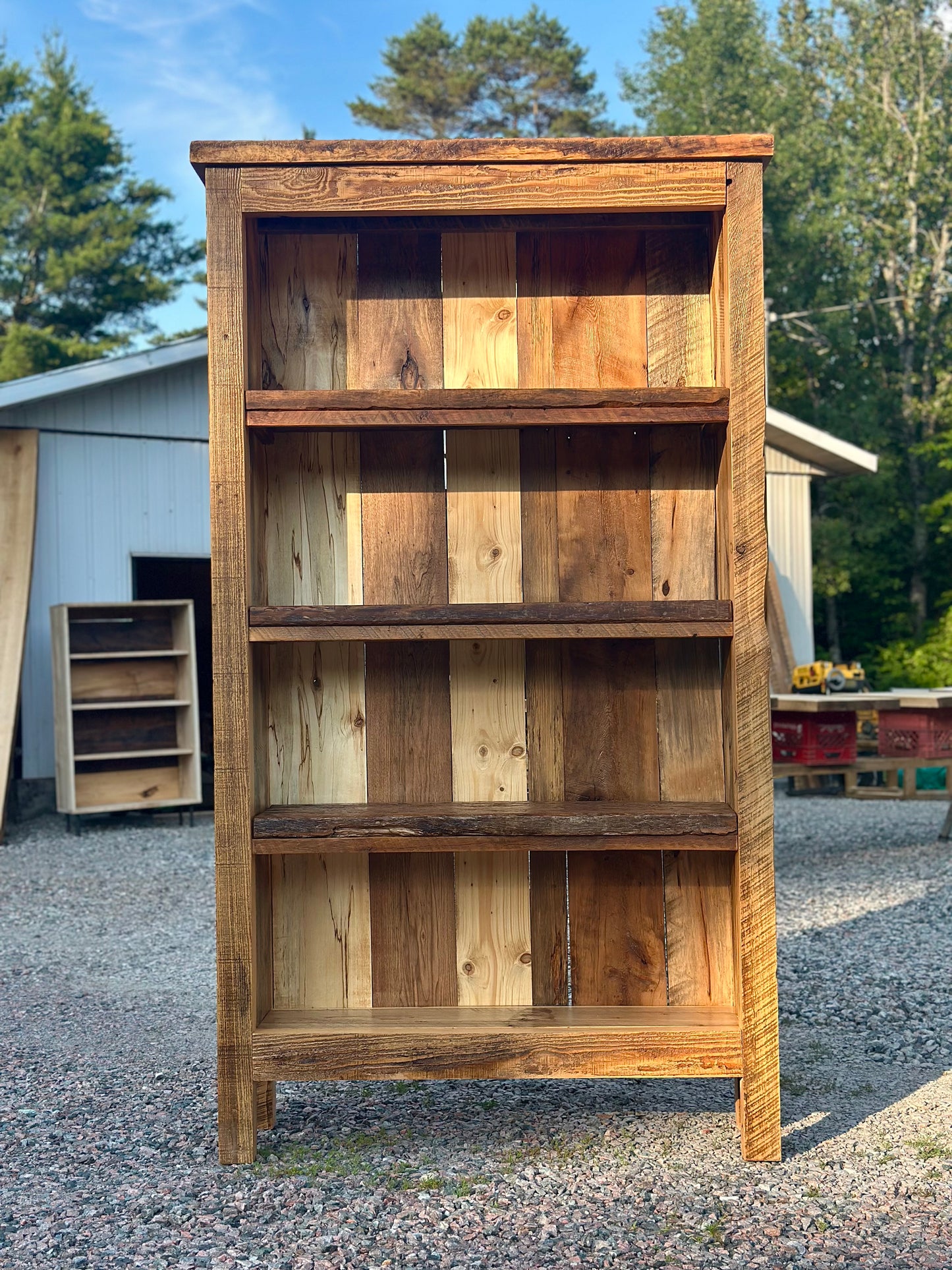 7' H Rustic Wood Bookcase