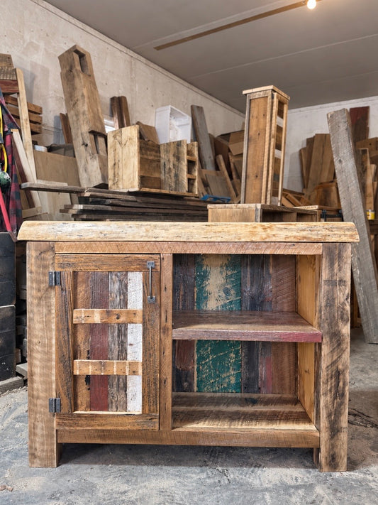 4.5' L Rustic Live Edge Bar Cabinet