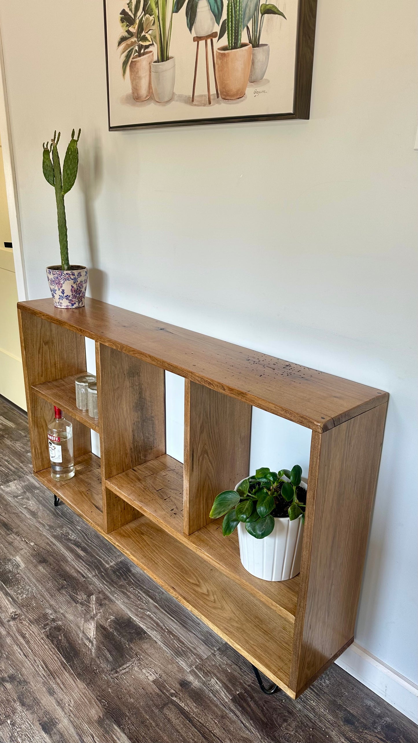 4 1/2’ L Rustic Butternut Wood Narrow Console Table