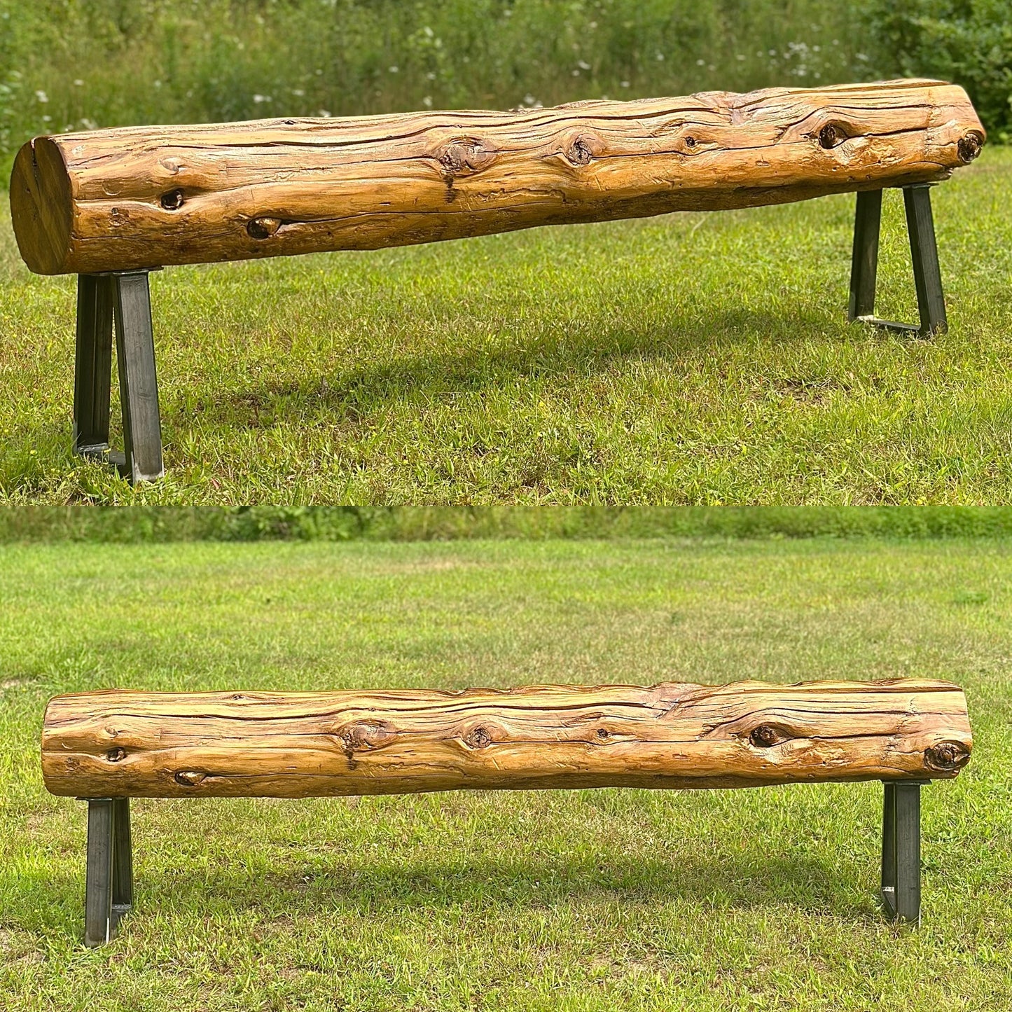 6’ L Rustic Reclaimed Cedar Wood Beam Bench