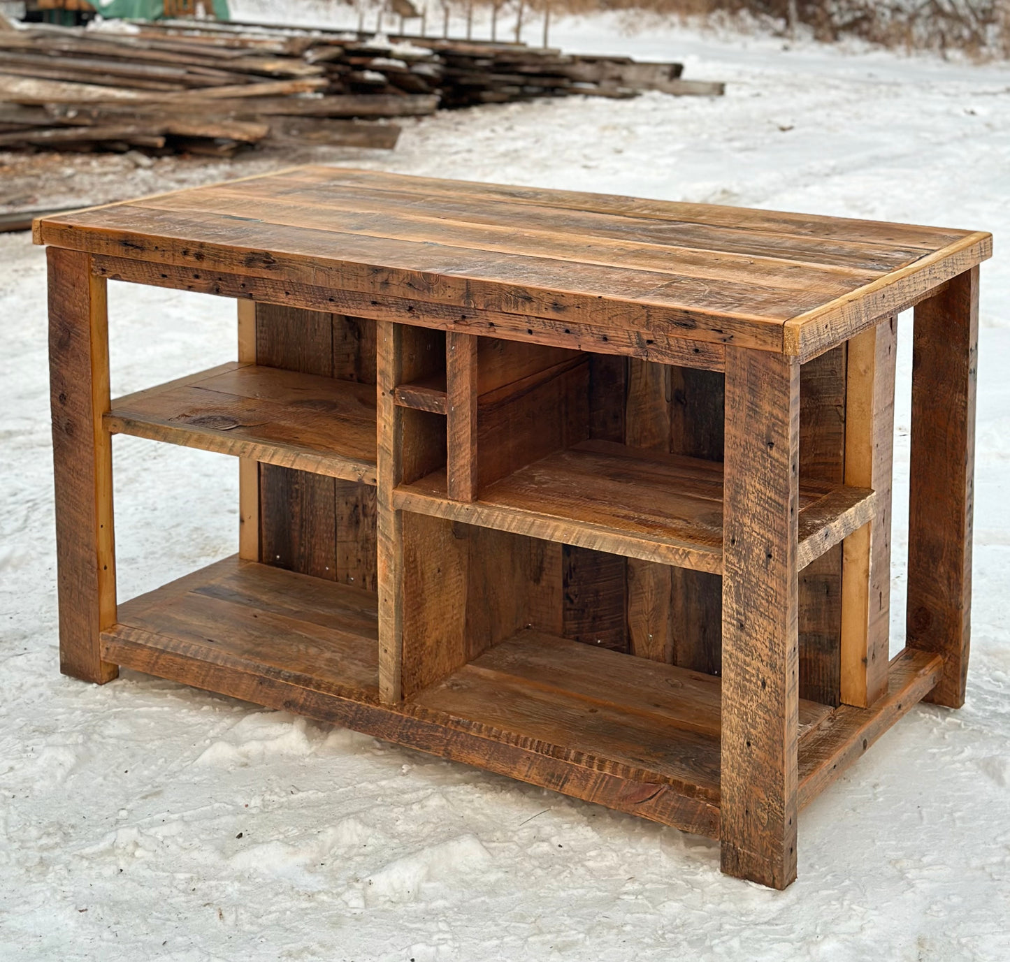 5 1/2’ L Rustic Reclaimed Wood Kitchen Island