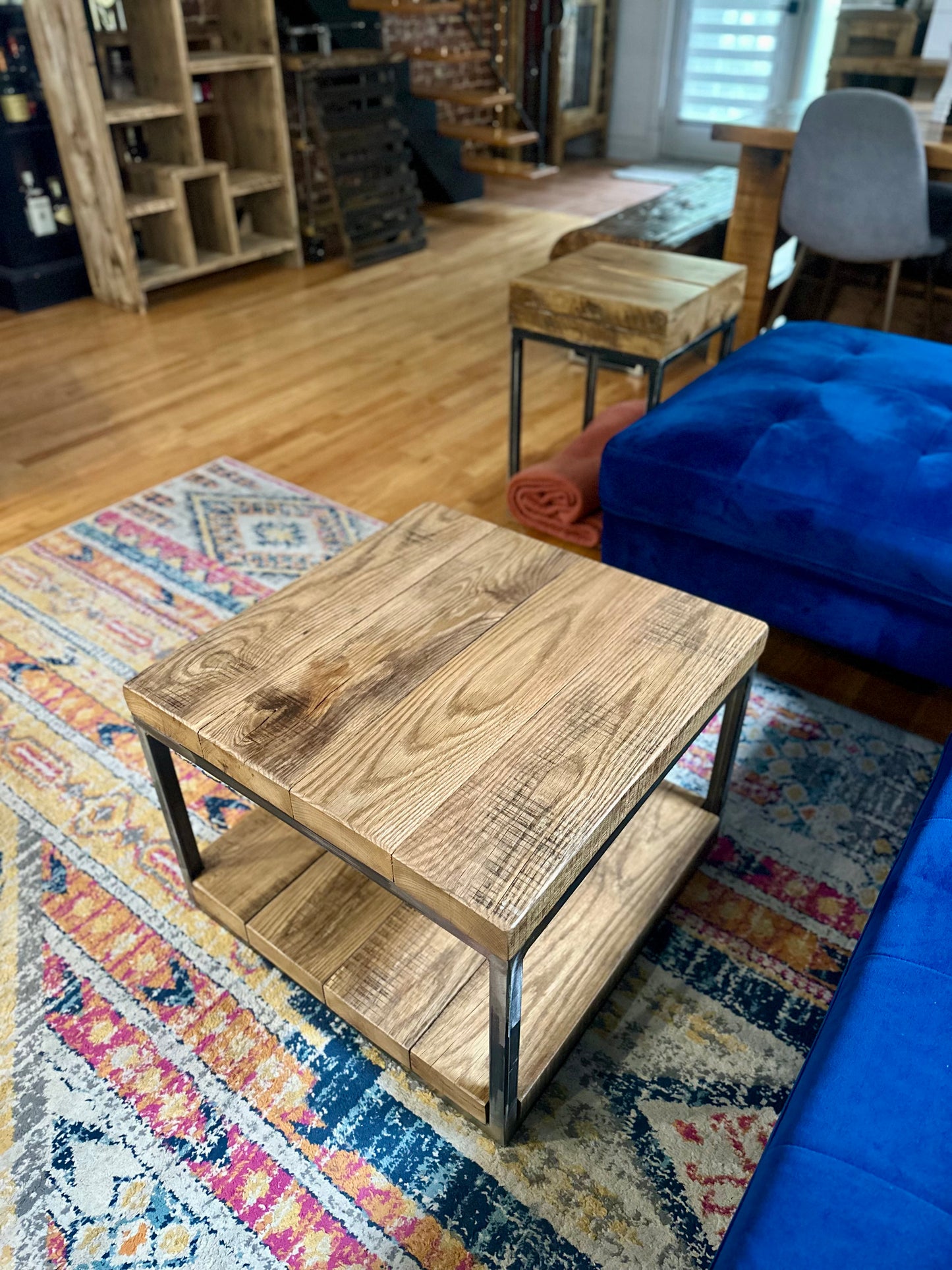 2 x 2’ Rustic Oak + Steel Coffee Table