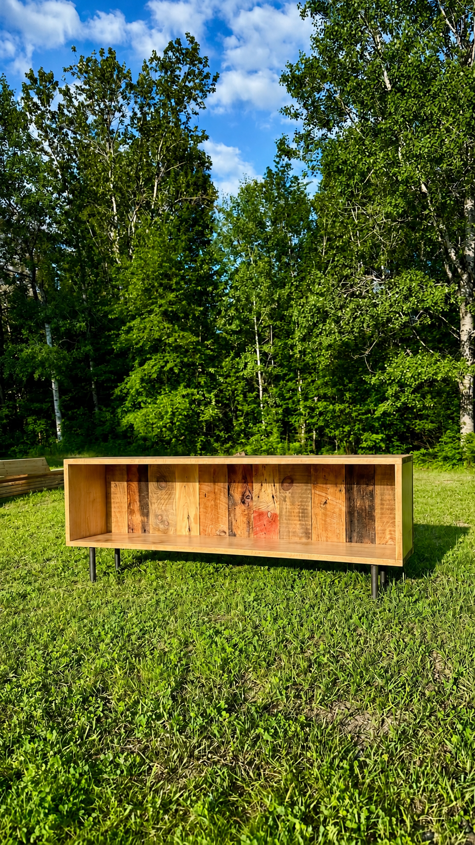 5' Rustic Wood Low Profile Media Stand