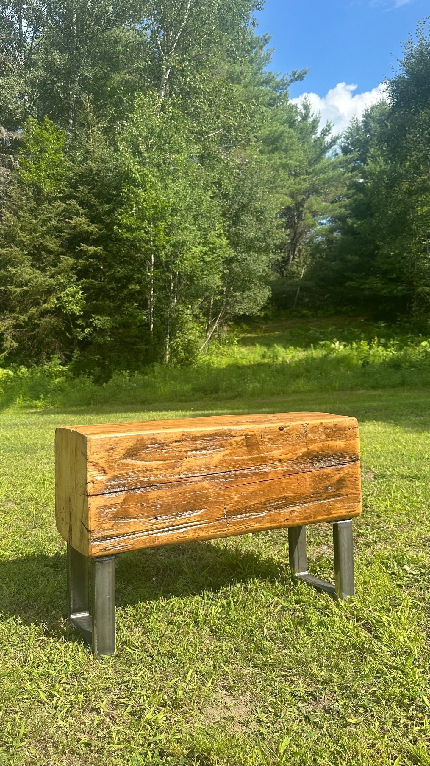 2.5' L Rustic Wood Beam Bench