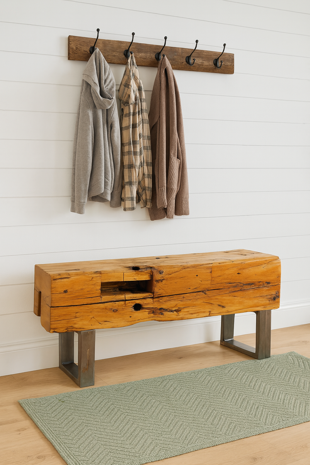 3 1/2’ Rustic Reclaimed Barn Beam Bench
