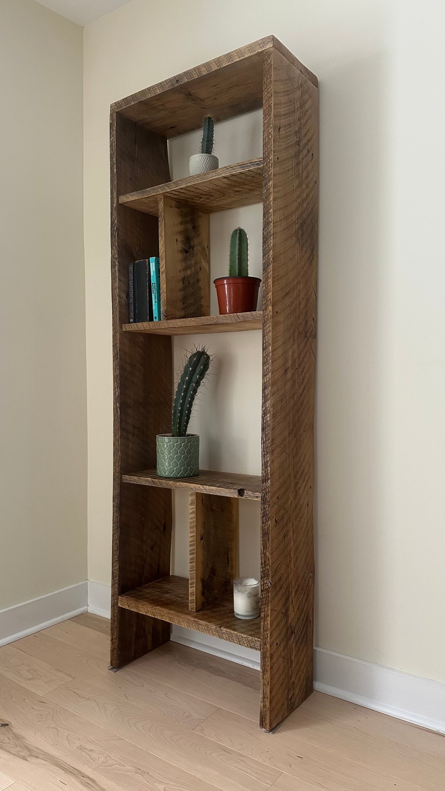 6’ H Rustic Reclaimed Wood Bookcase / Shelf