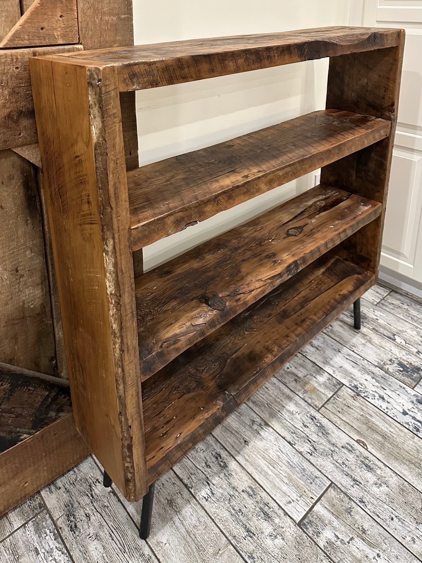Rustic Wood and Steel Bookcase