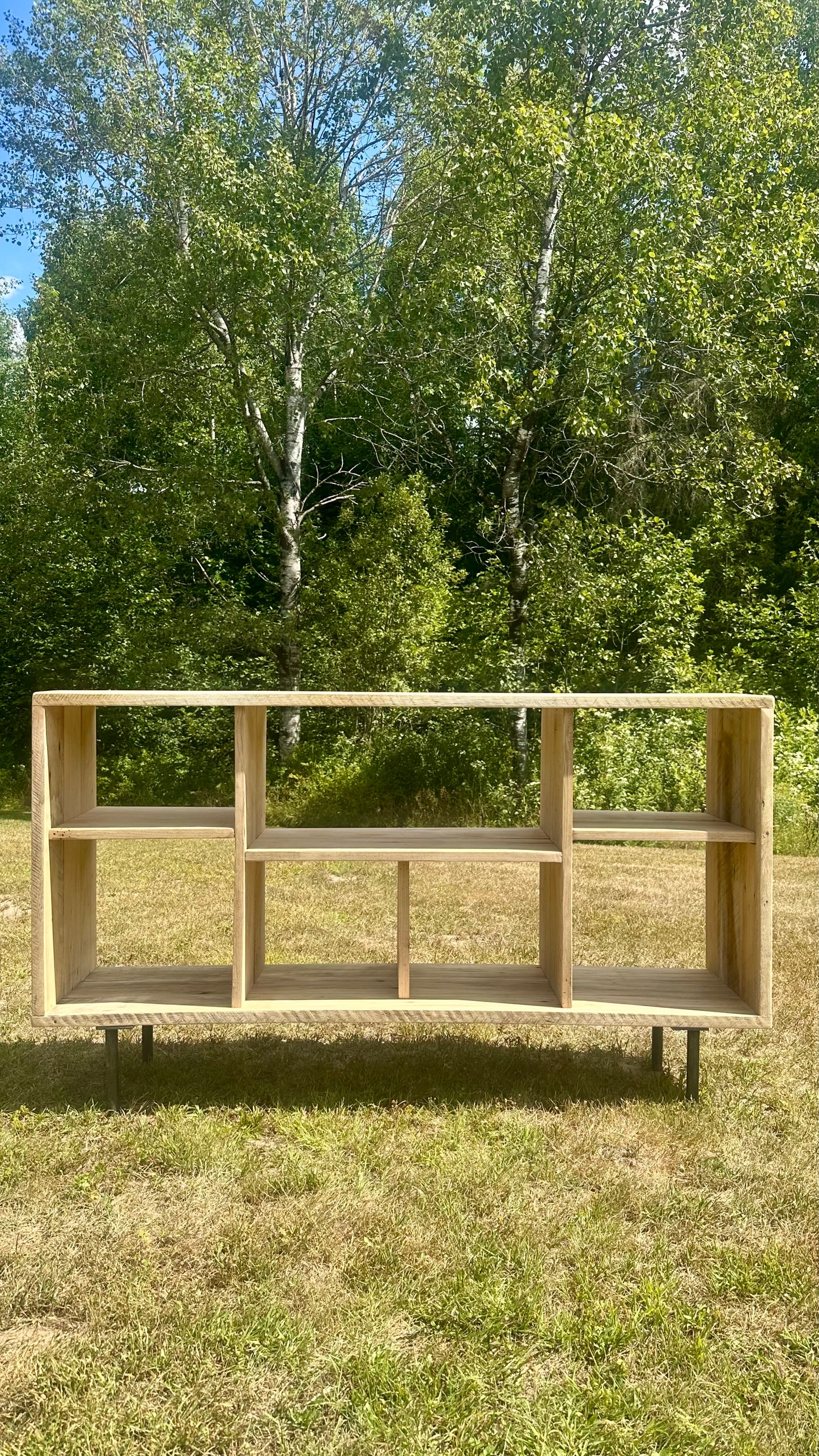 5’ L Natural Reclaimed Rustic Wood Media / Bar Table