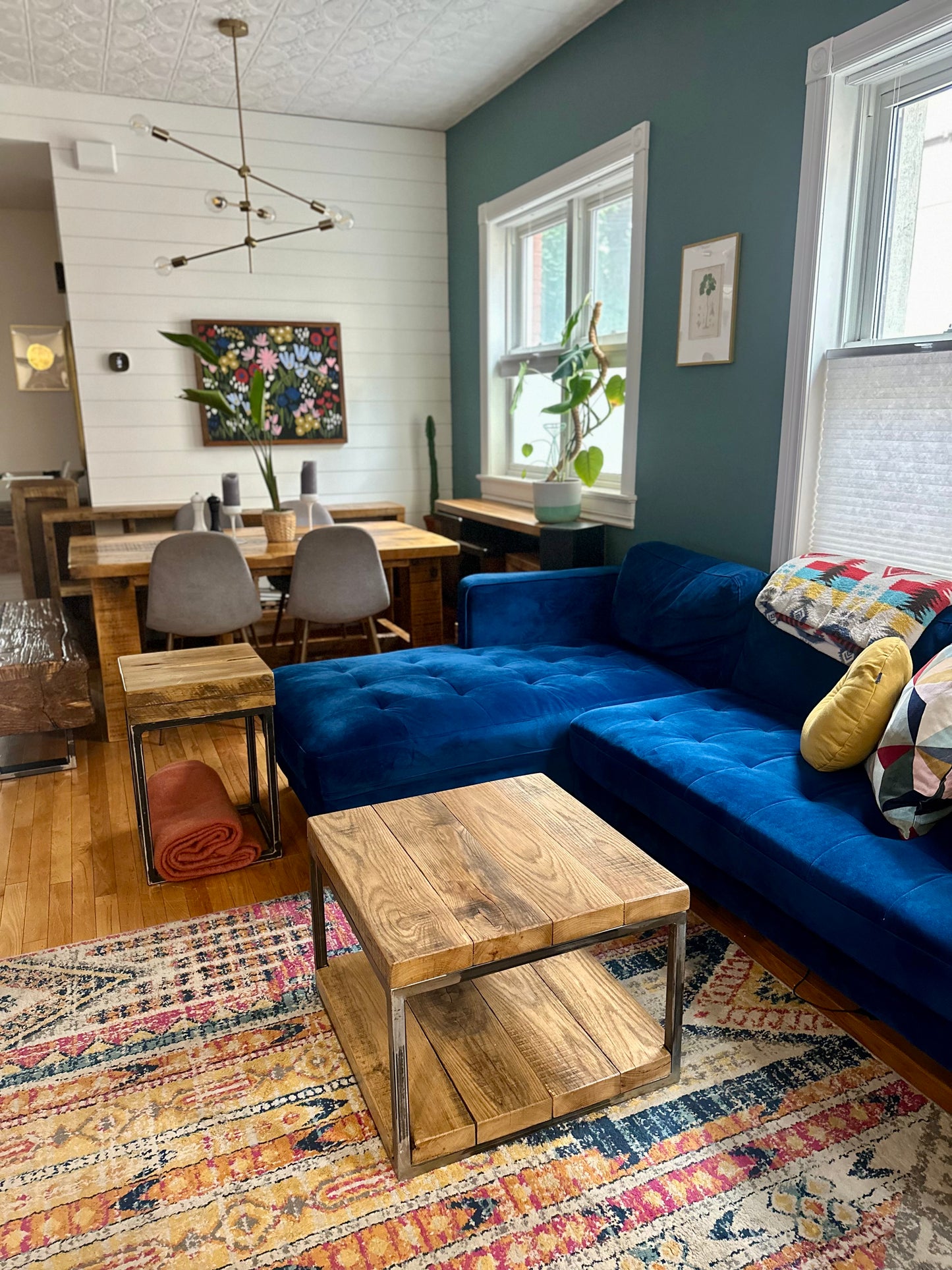 2 x 2’ Rustic Oak + Steel Coffee Table