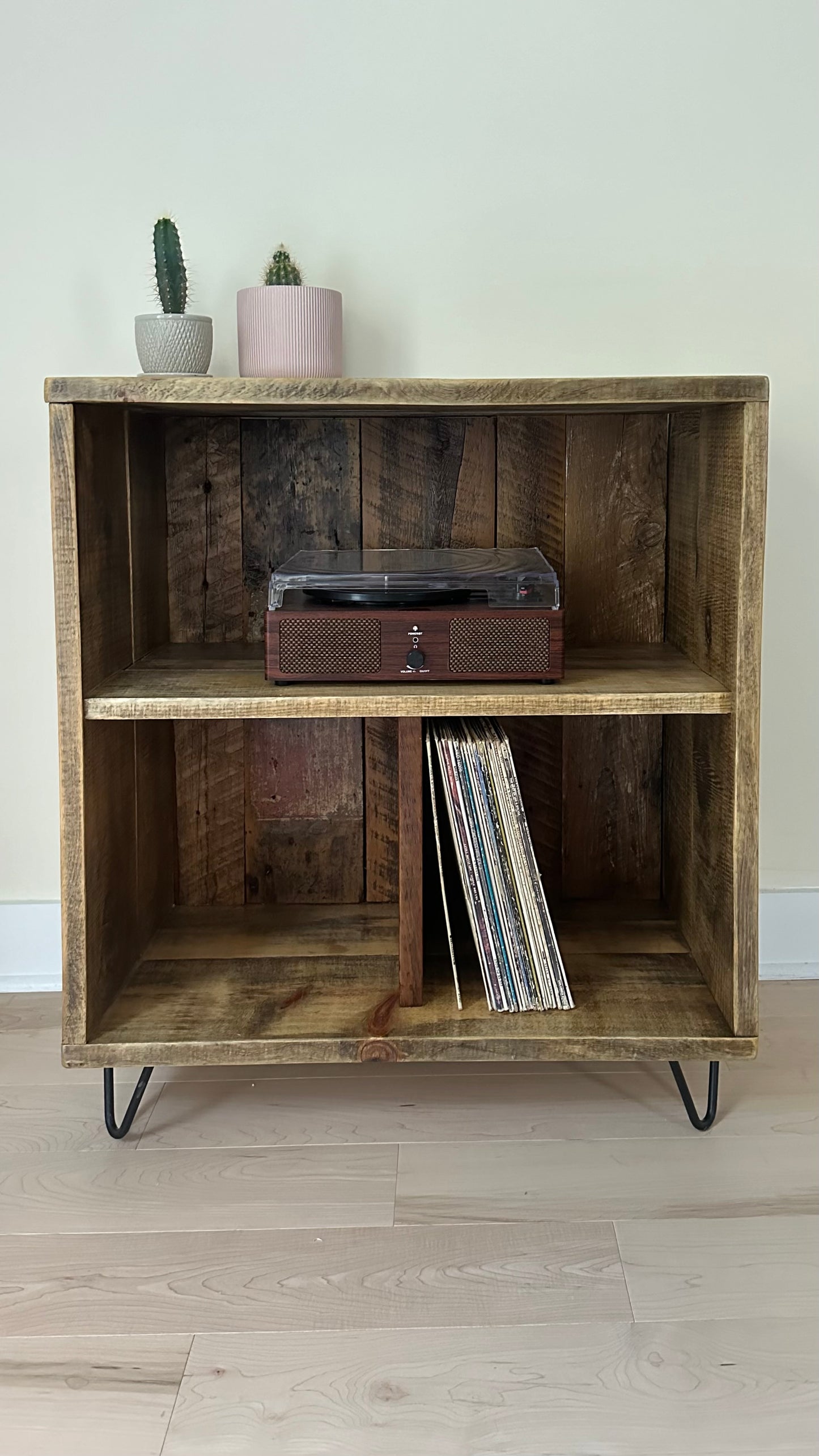 2 1/2’ L Rustic Wood Record / Media Table