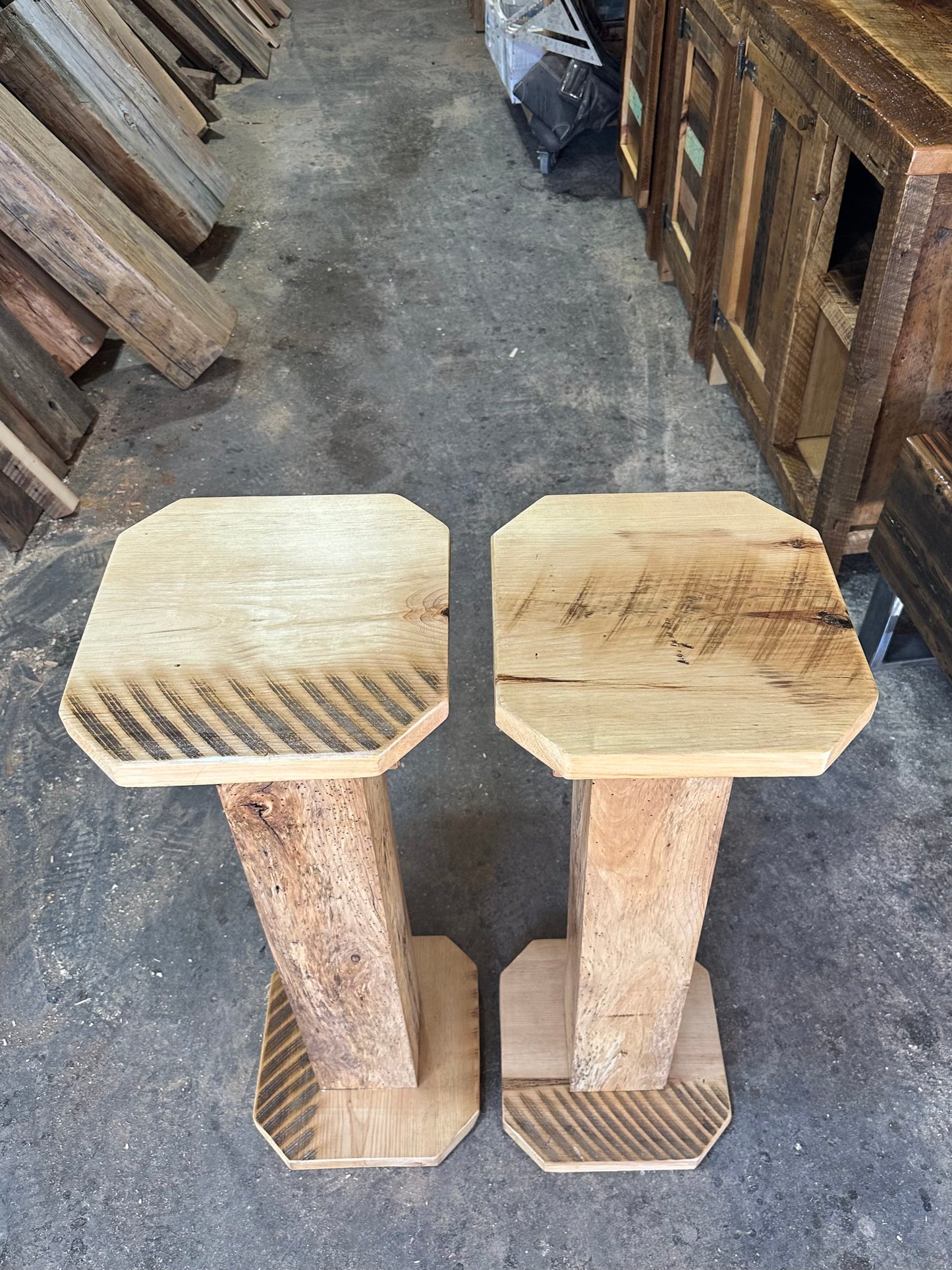 2 x Rustic Reclaimed Wood Stands