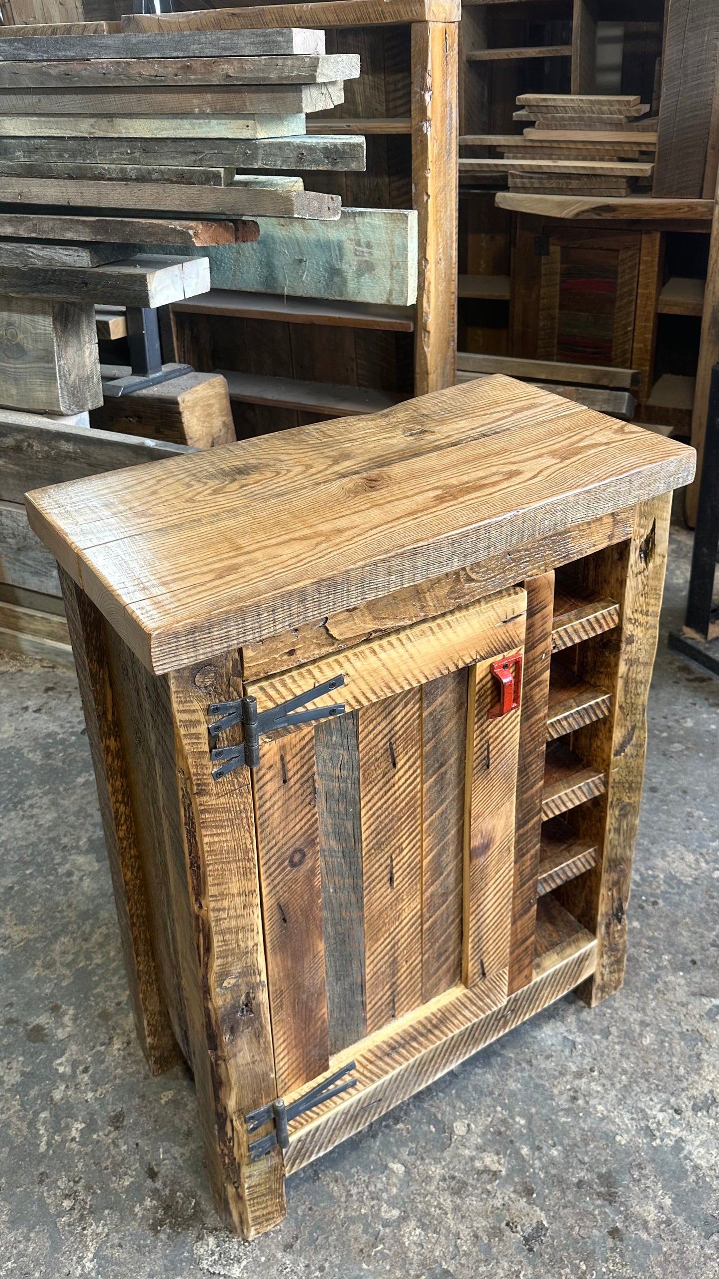 28” L Rustic Wood Bar Cabinet