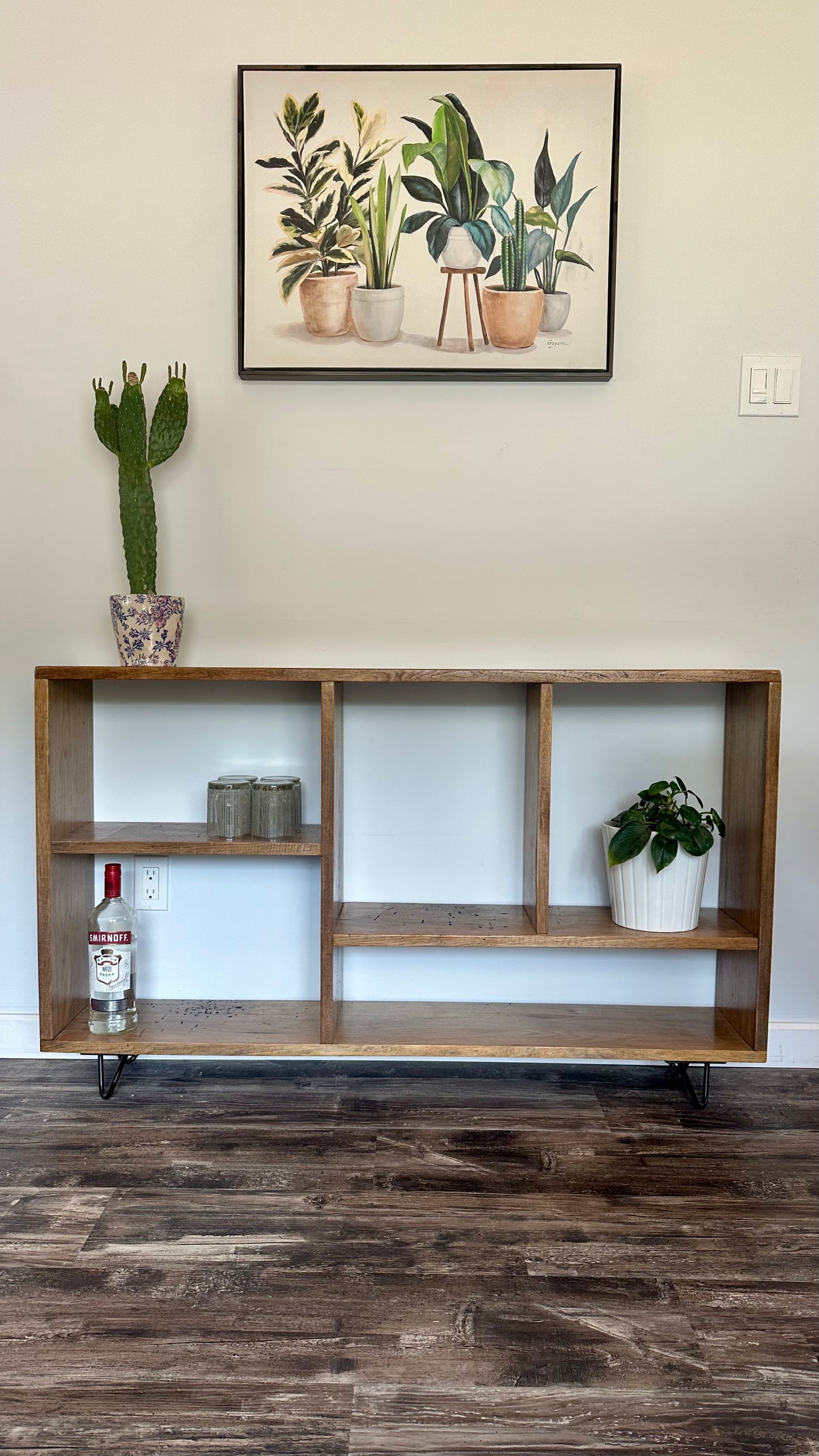 4 1/2’ L Rustic Butternut Wood Narrow Console Table