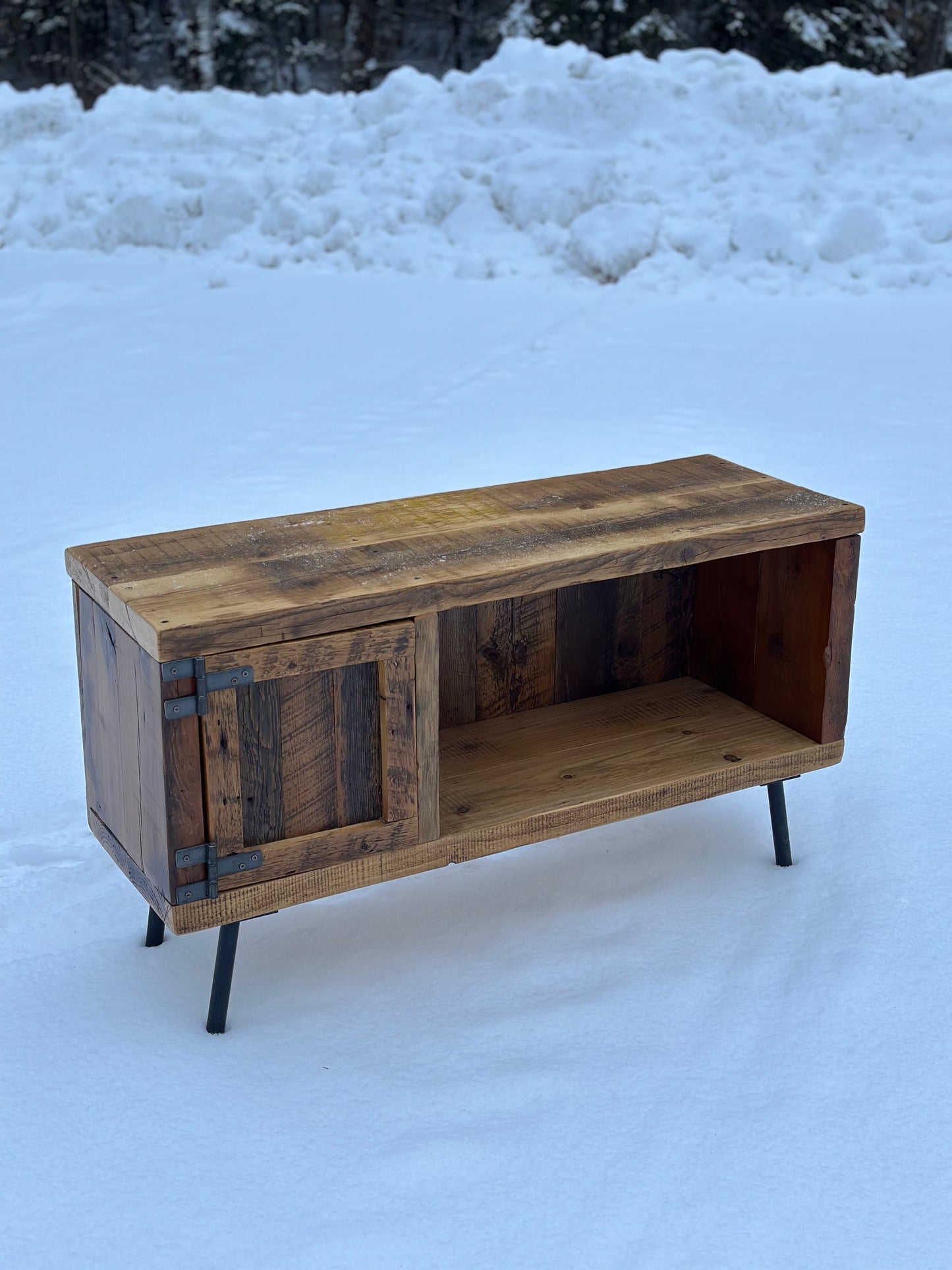 3 1/2’ L Rustic Reclaimed Wood Media Stand