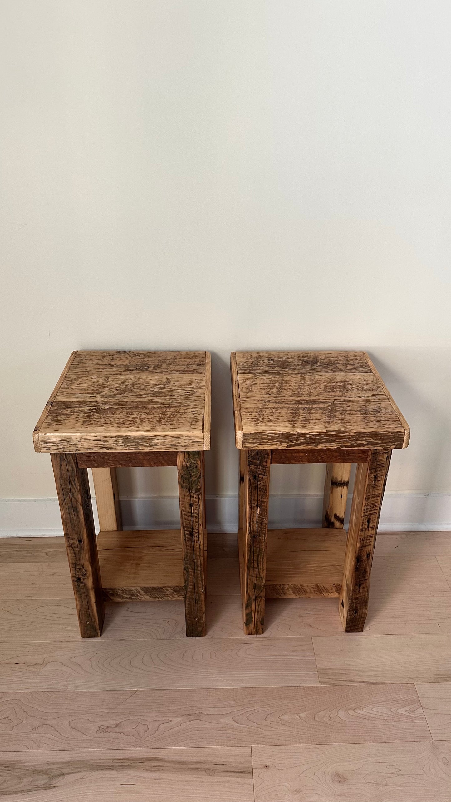 2 x Rustic Wood Side Tables / Night Stands