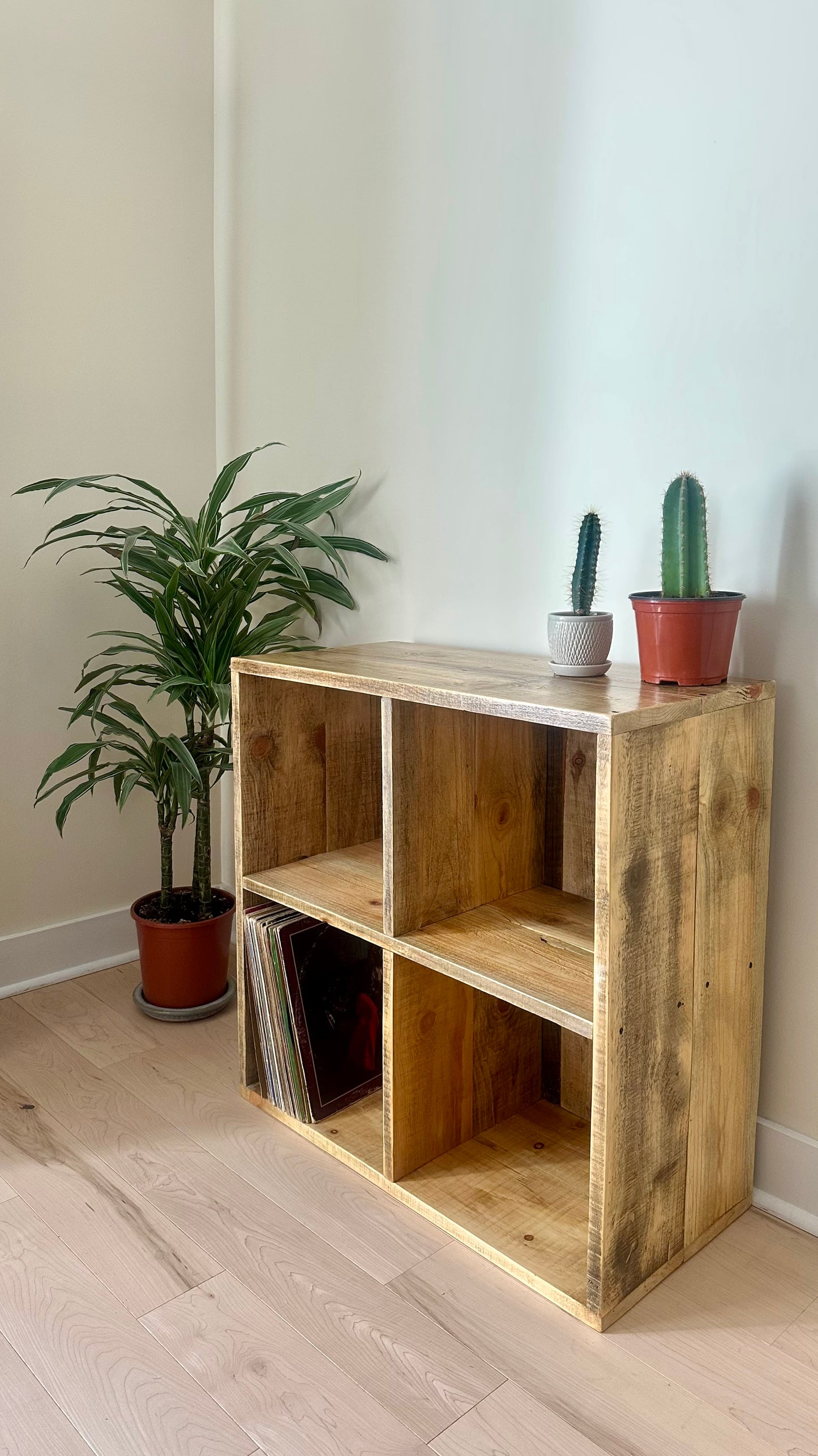 30” L Rustic Wood Cube Table