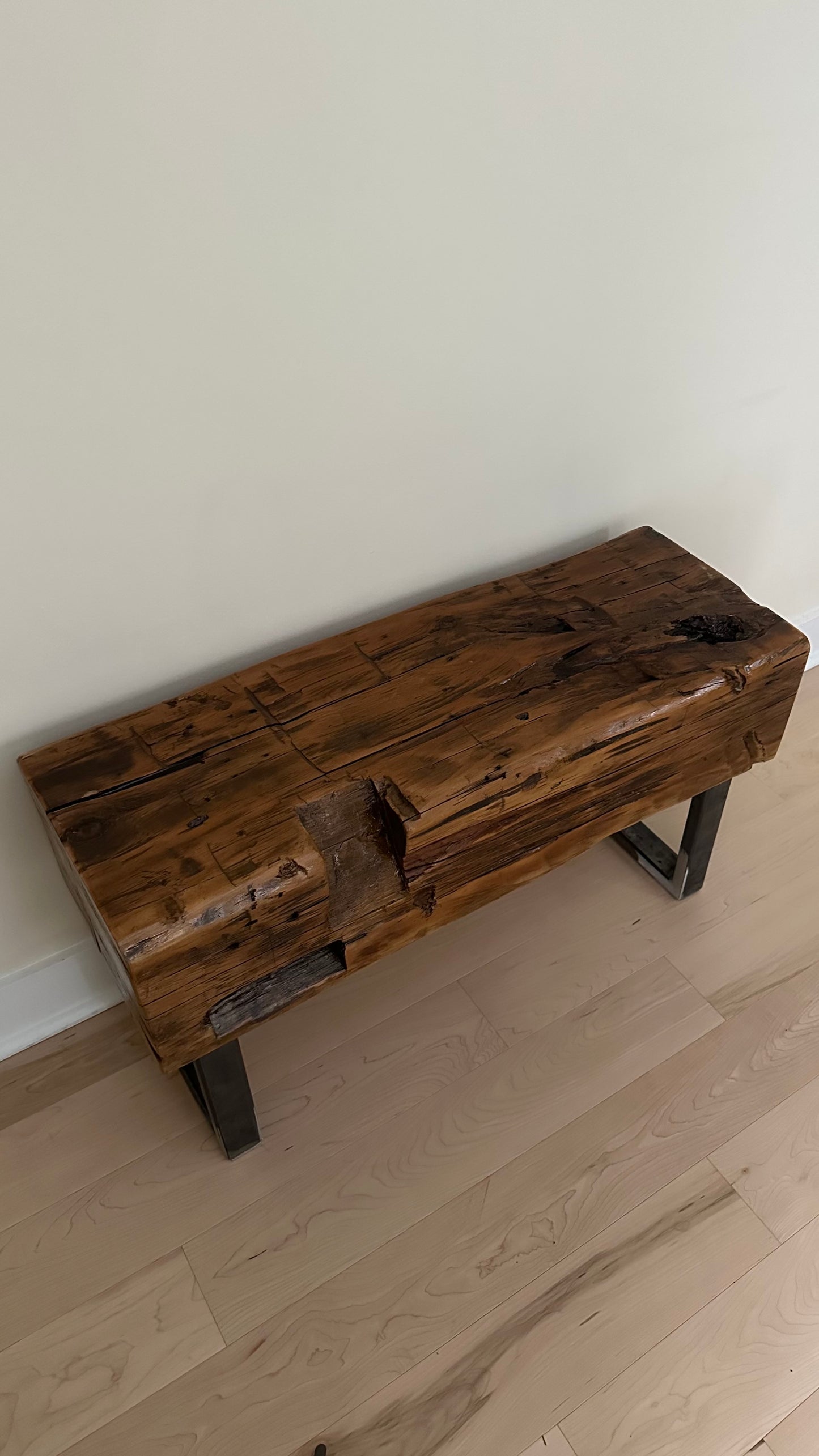 3’ L Rustic Reclaimed Barn Beam Bench