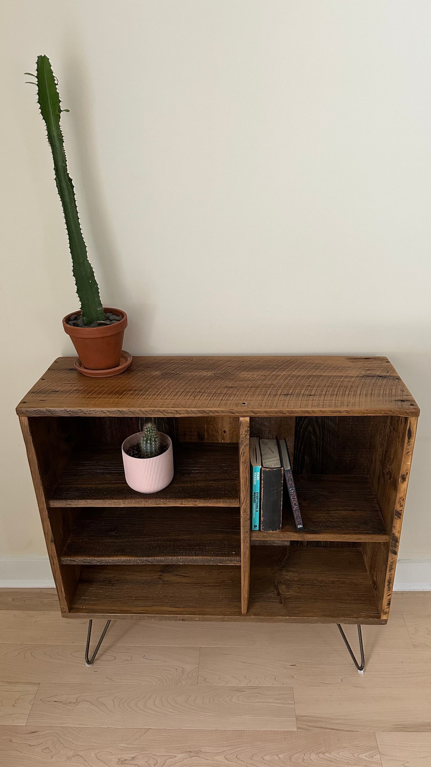 3’ L Rustic Reclaimed Wood Media Stand / Table