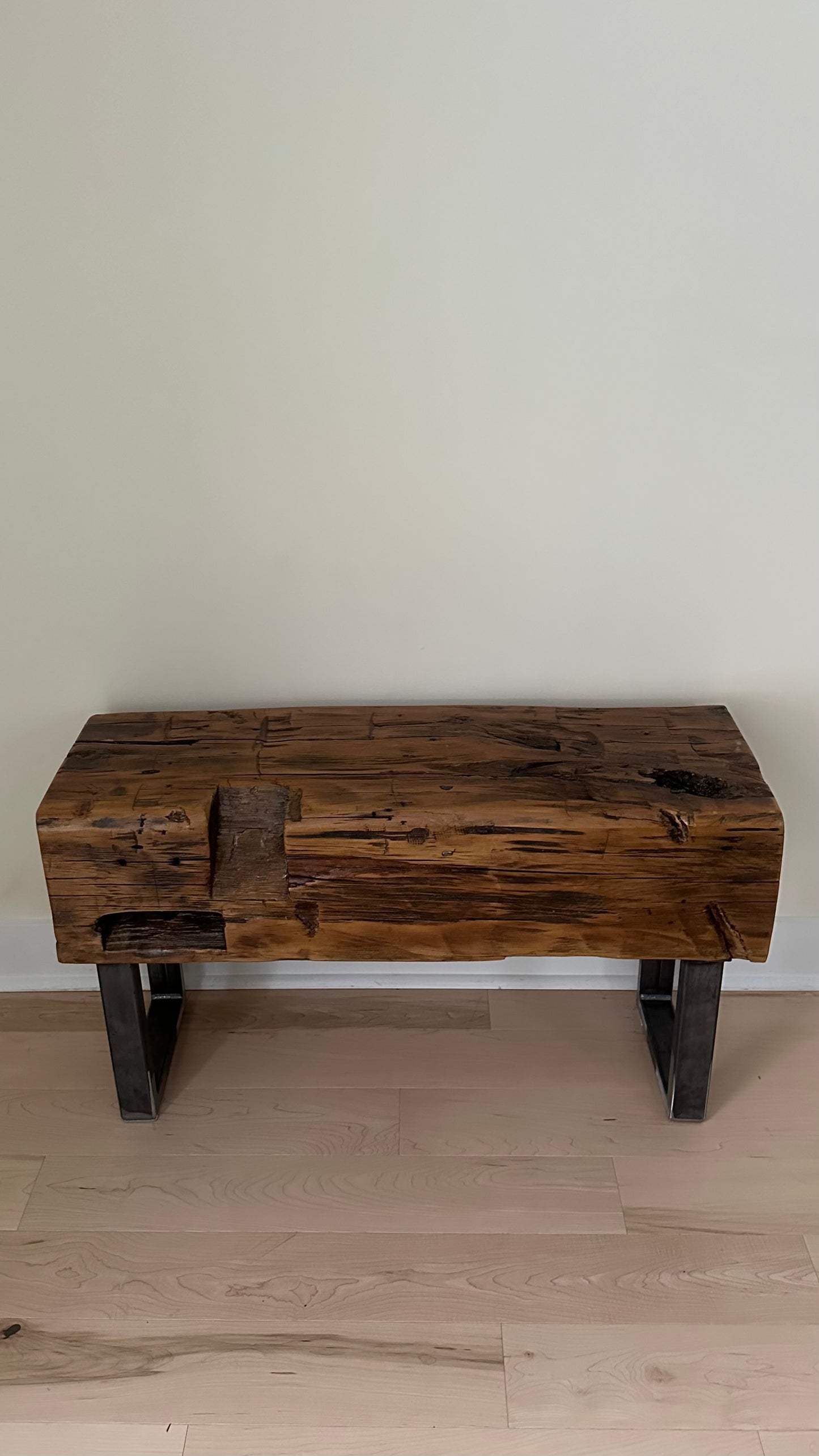3’ L Rustic Reclaimed Barn Beam Bench