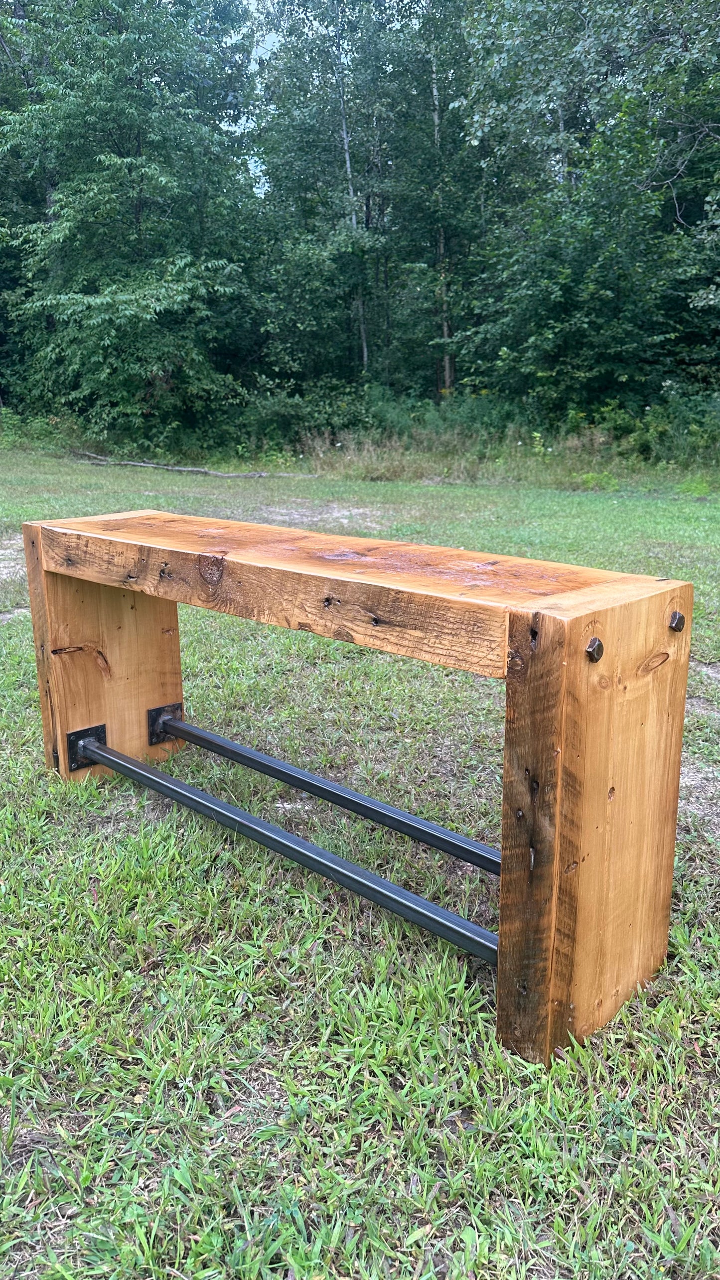 4’ Rustic Wood + Steel Bench