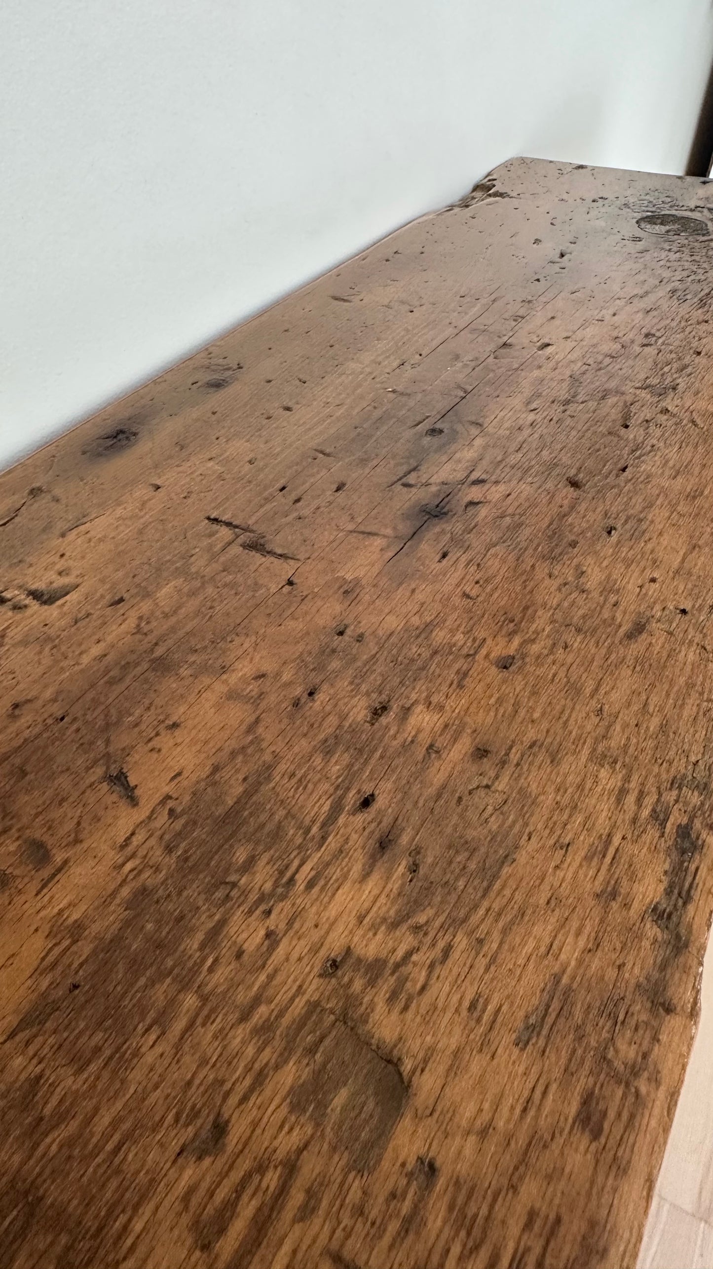 4' L Rustic Reclaimed Wood Media / Bar Table