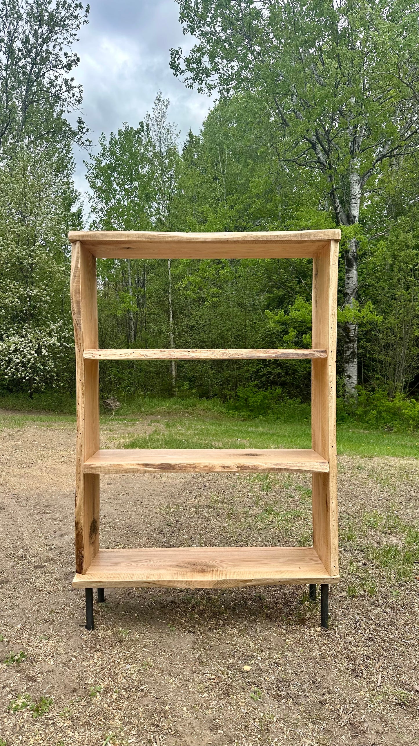 4 1/2' H Rustic Live Edge Oak Bookcase