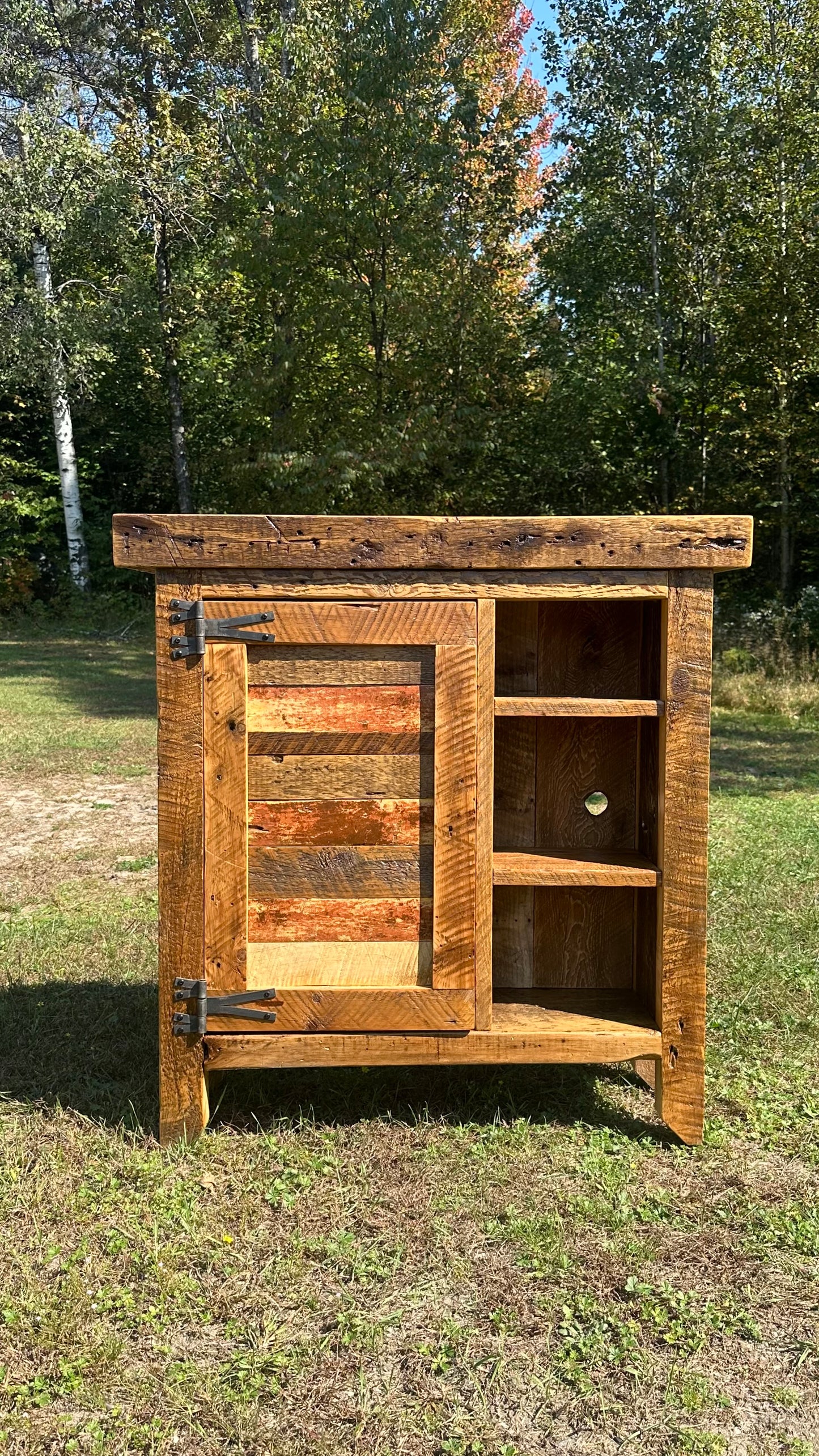 34” L Rustic Wood Bar Cabinet
