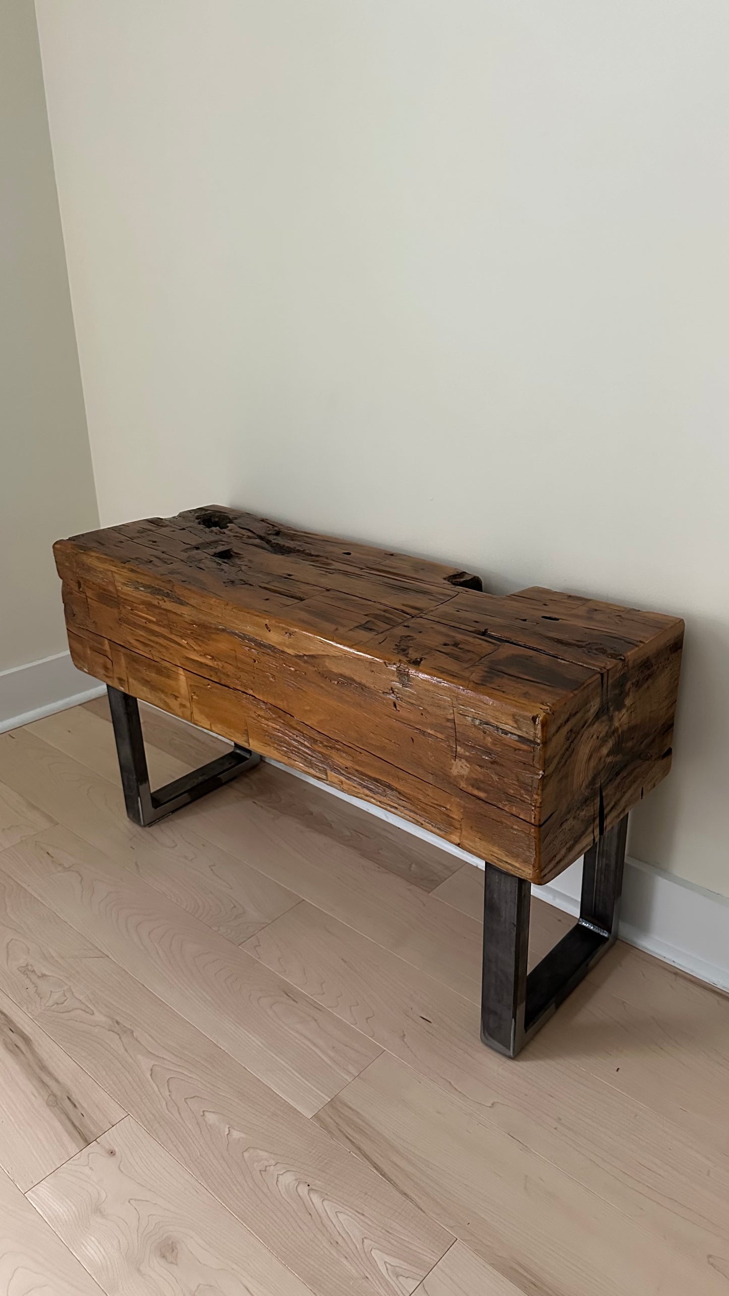 3’ L Rustic Reclaimed Barn Beam Bench
