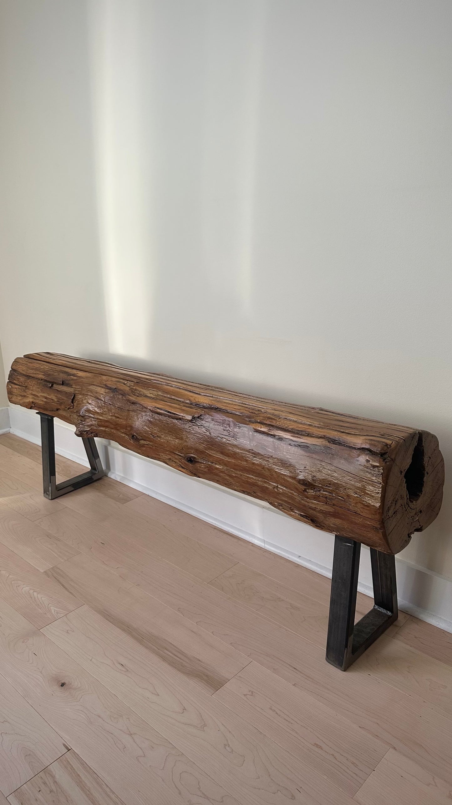 4.5’ L Rustic Reclaimed Cedar Wood Beam Bench