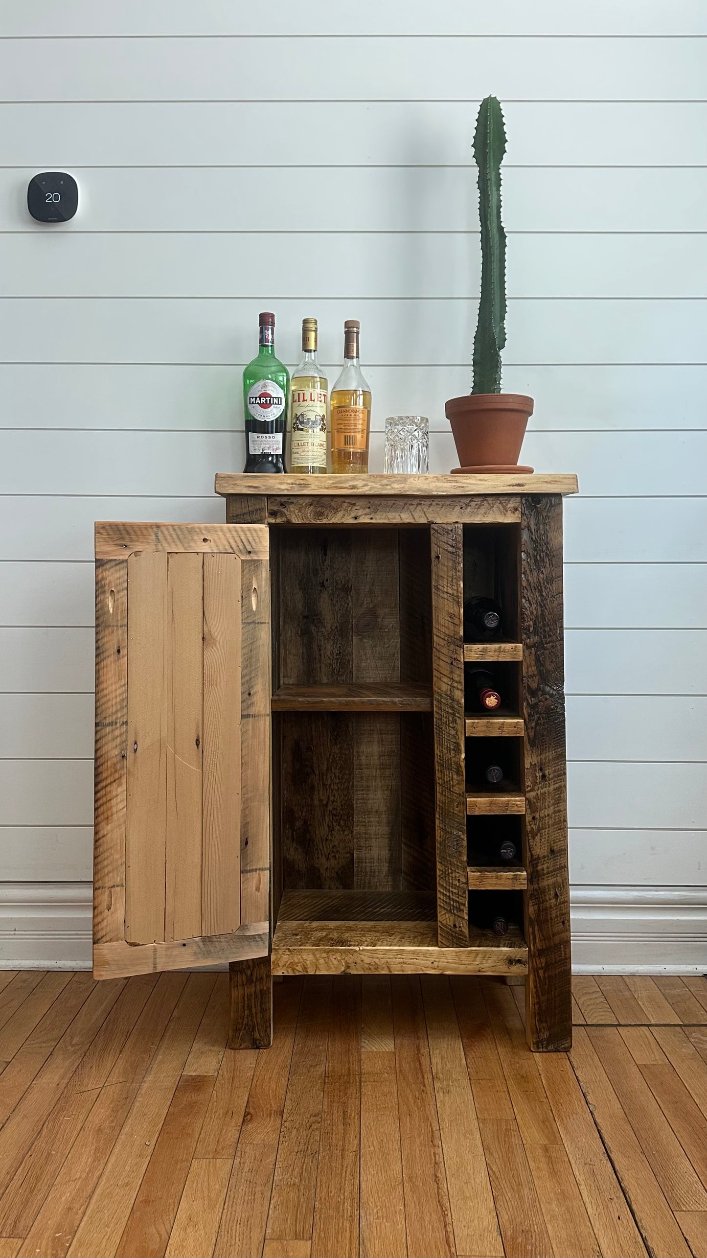 2’ L Rustic Reclaimed Wood Bar Height Cabinet
