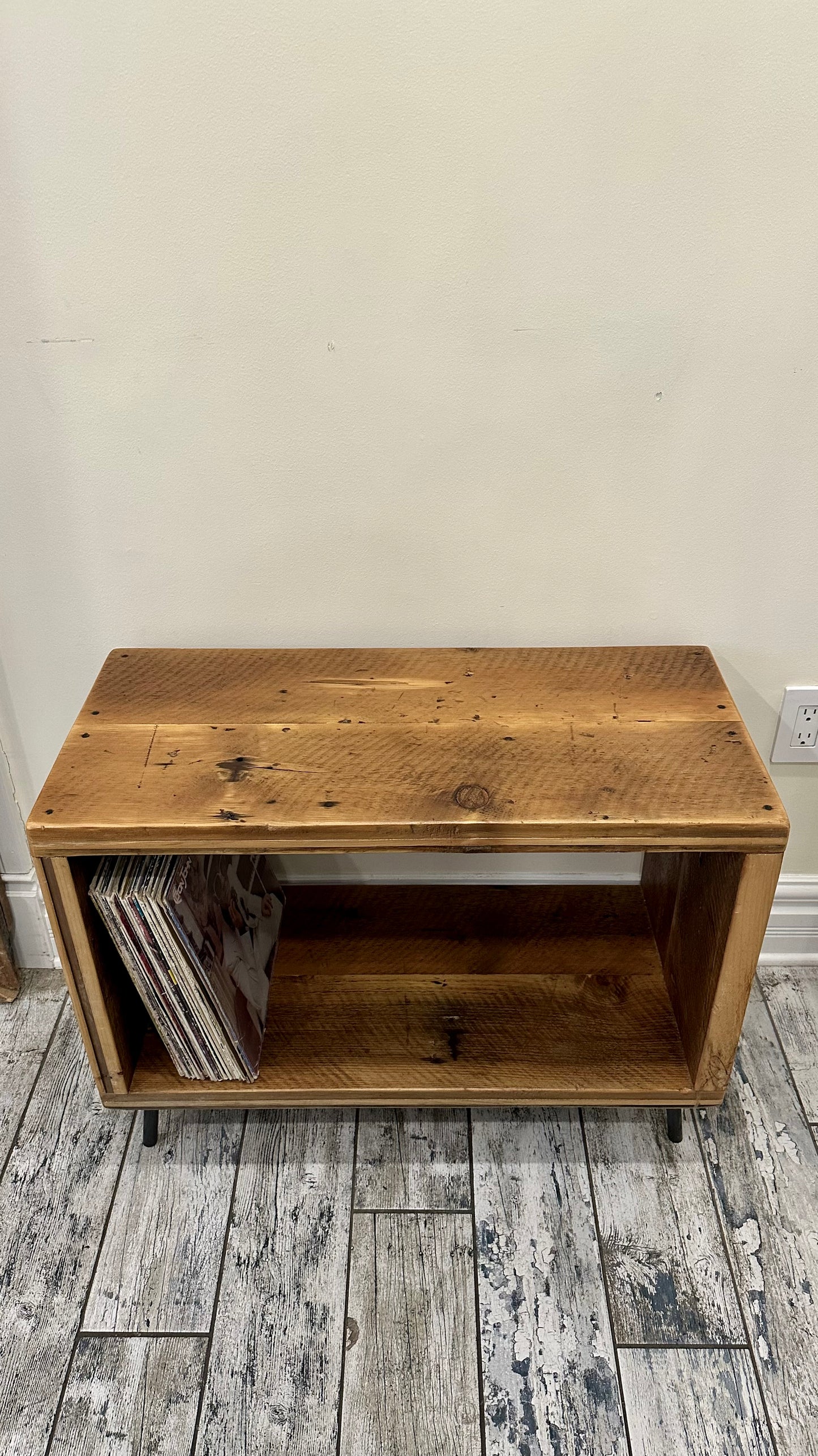 Rustic Reclaimed Wood Media / Vinyl Table