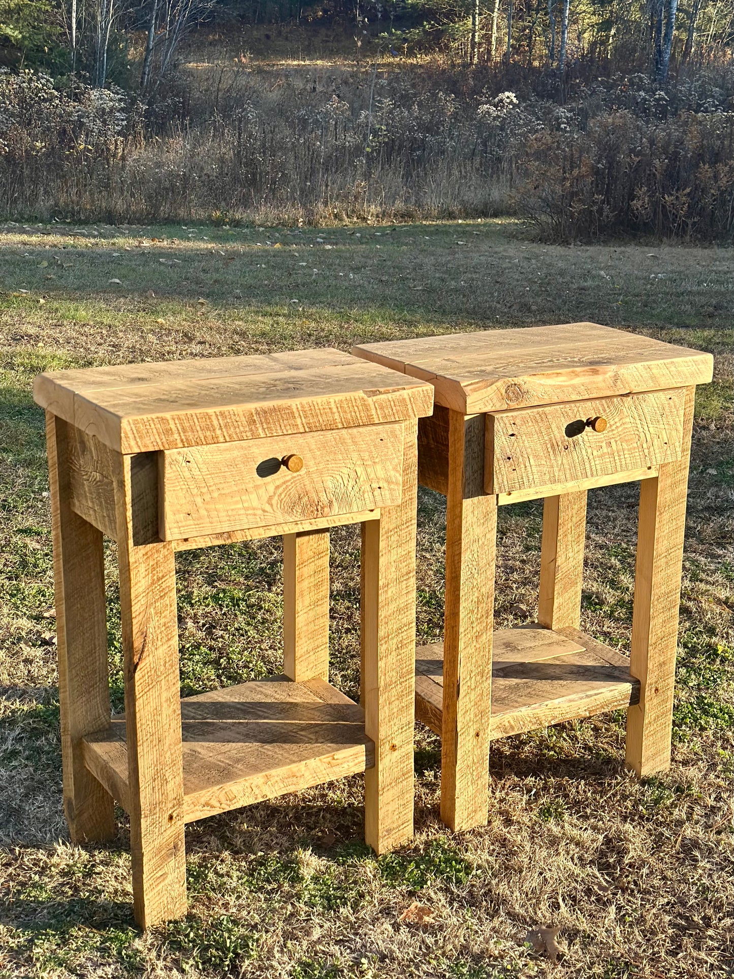 Set of 2 Rustic Reclaimed Wood Night Stands