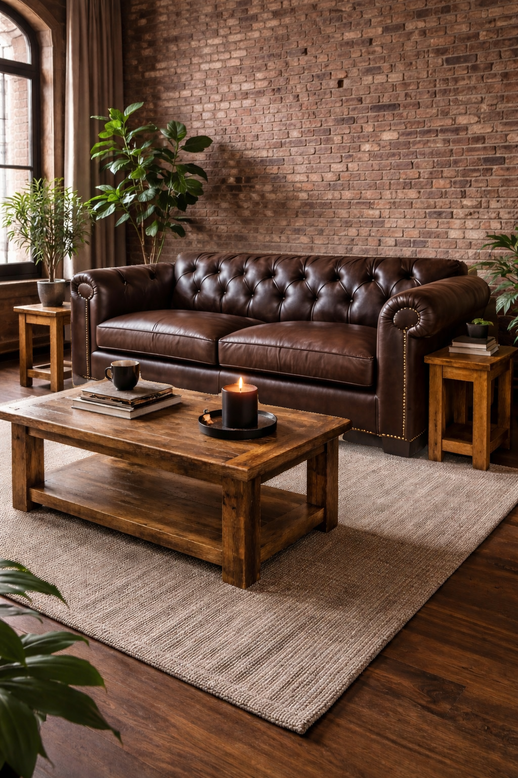 2 x Rustic Wood Side Tables / Night Stands