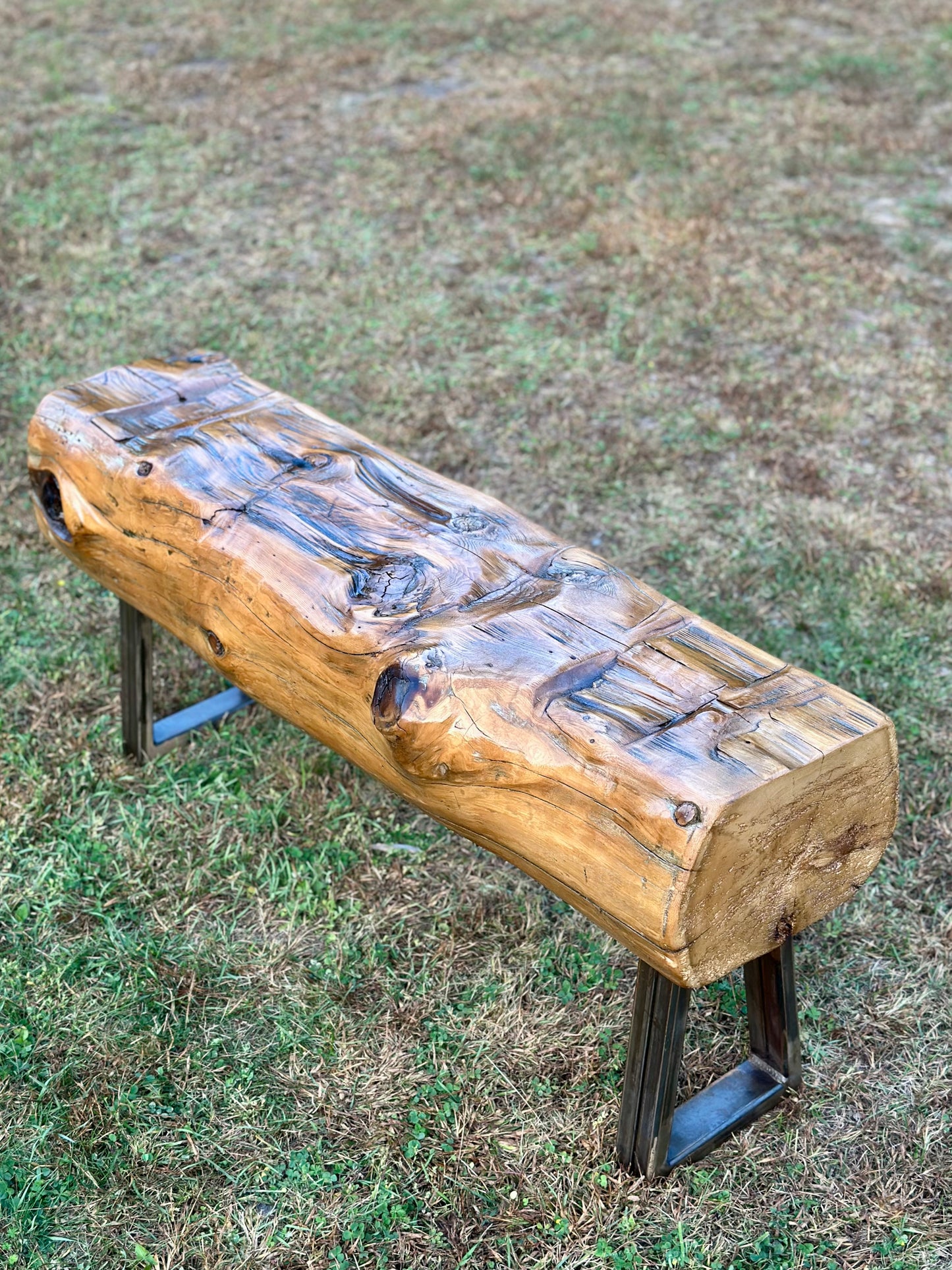 4’ L Rustic Reclaimed Cedar Wood Beam Bench