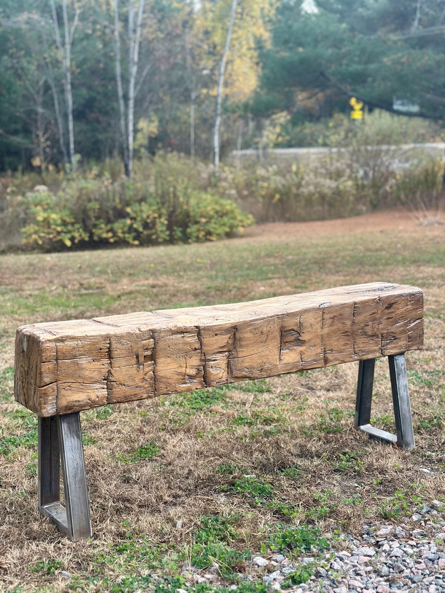 4’ Rustic Reclaimed Maple Wood Beam Bench
