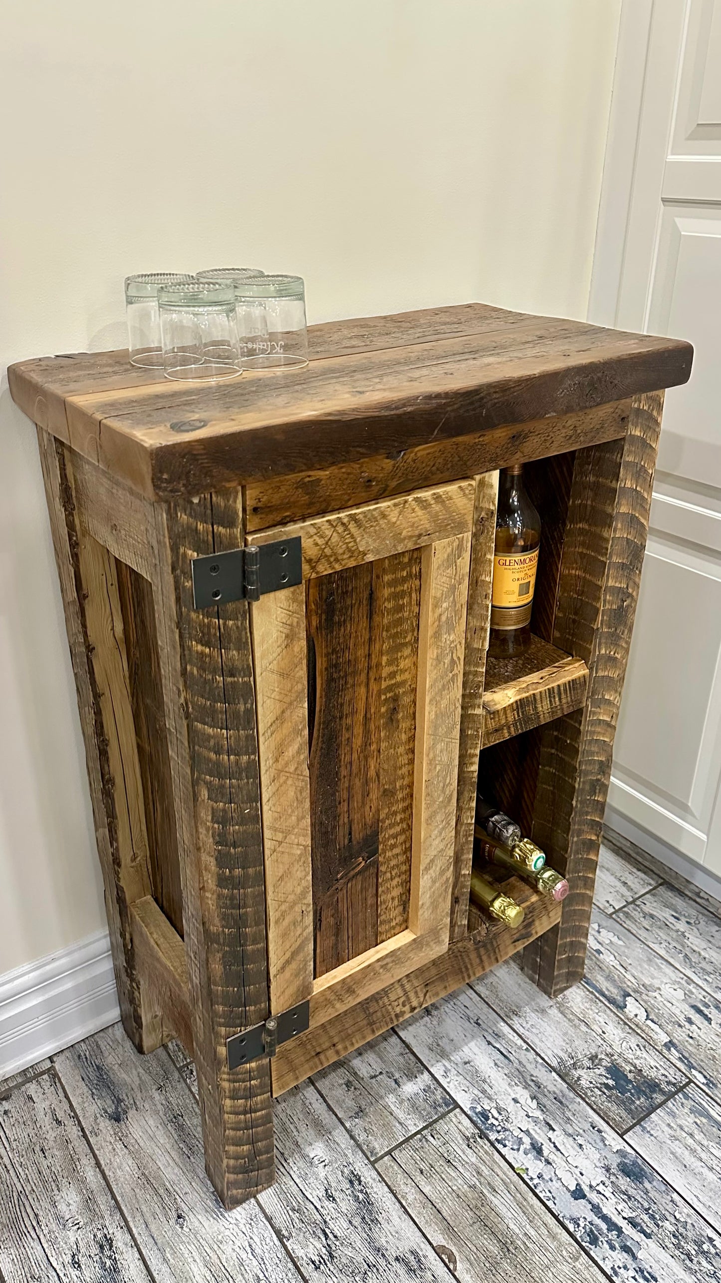 27” L Rustic Wood Bar Height Cabinet