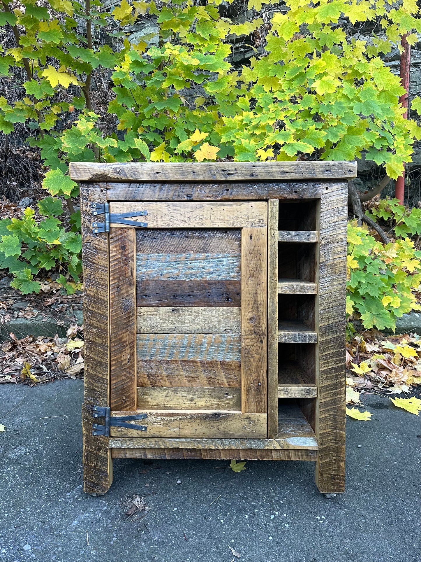 30” L Rustic Wood Bar Cabinet