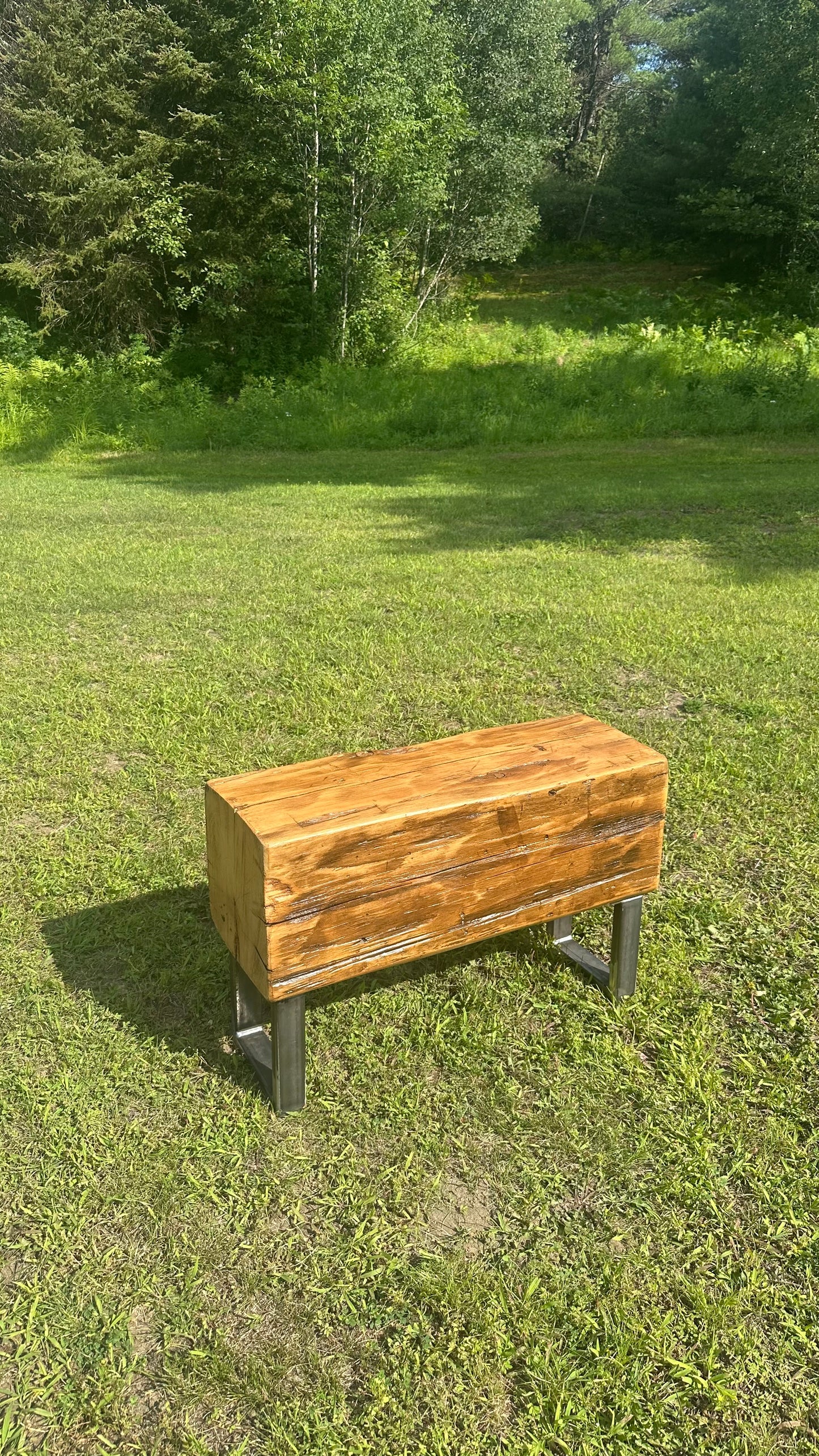 2.5' L Rustic Wood Beam Bench
