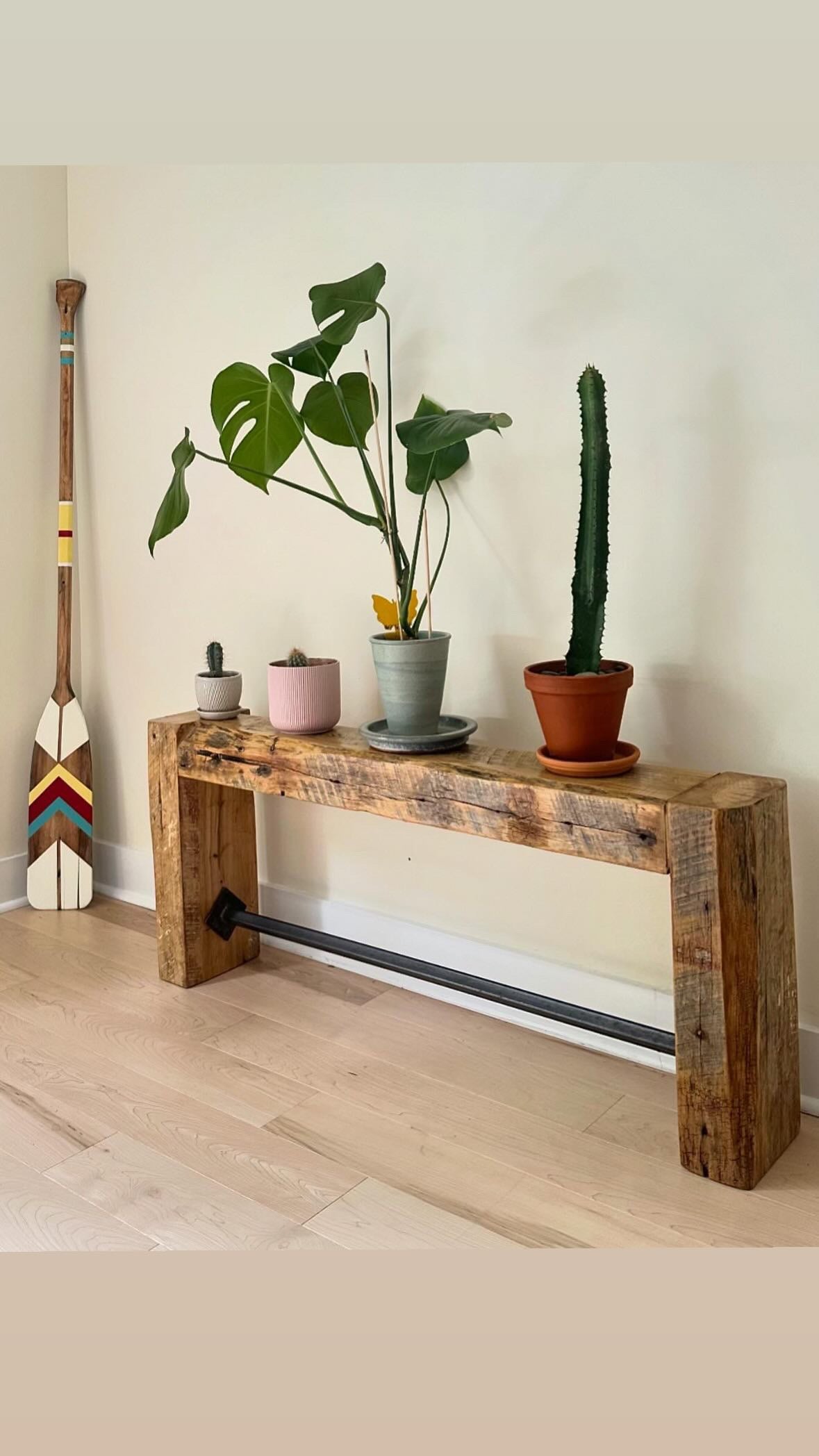 4’ L Rustic Reclaimed Maple Wood Beam Bench