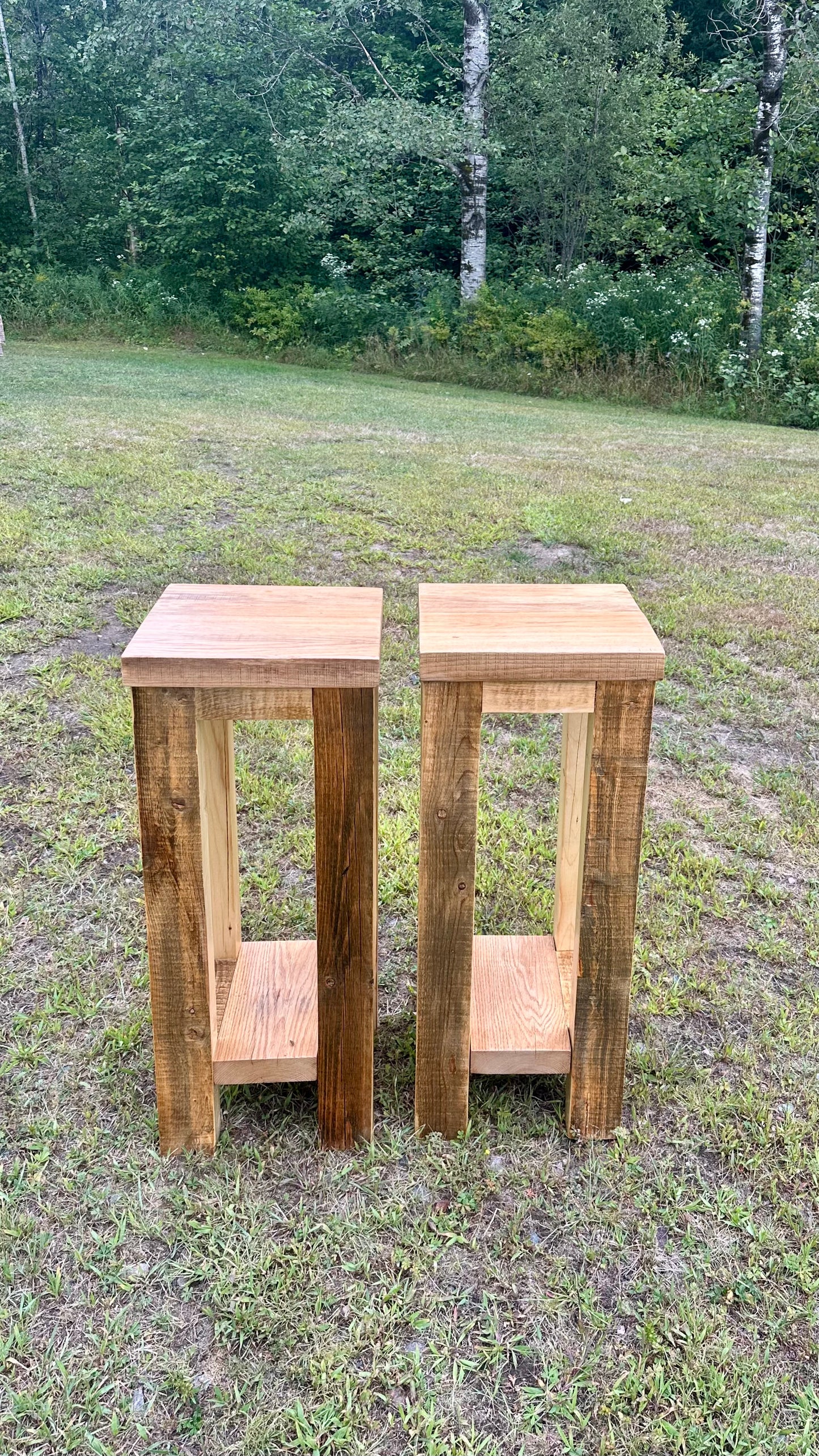 2 x Rustic Reclaimed Oak and Pine Night Stands / Side Tables