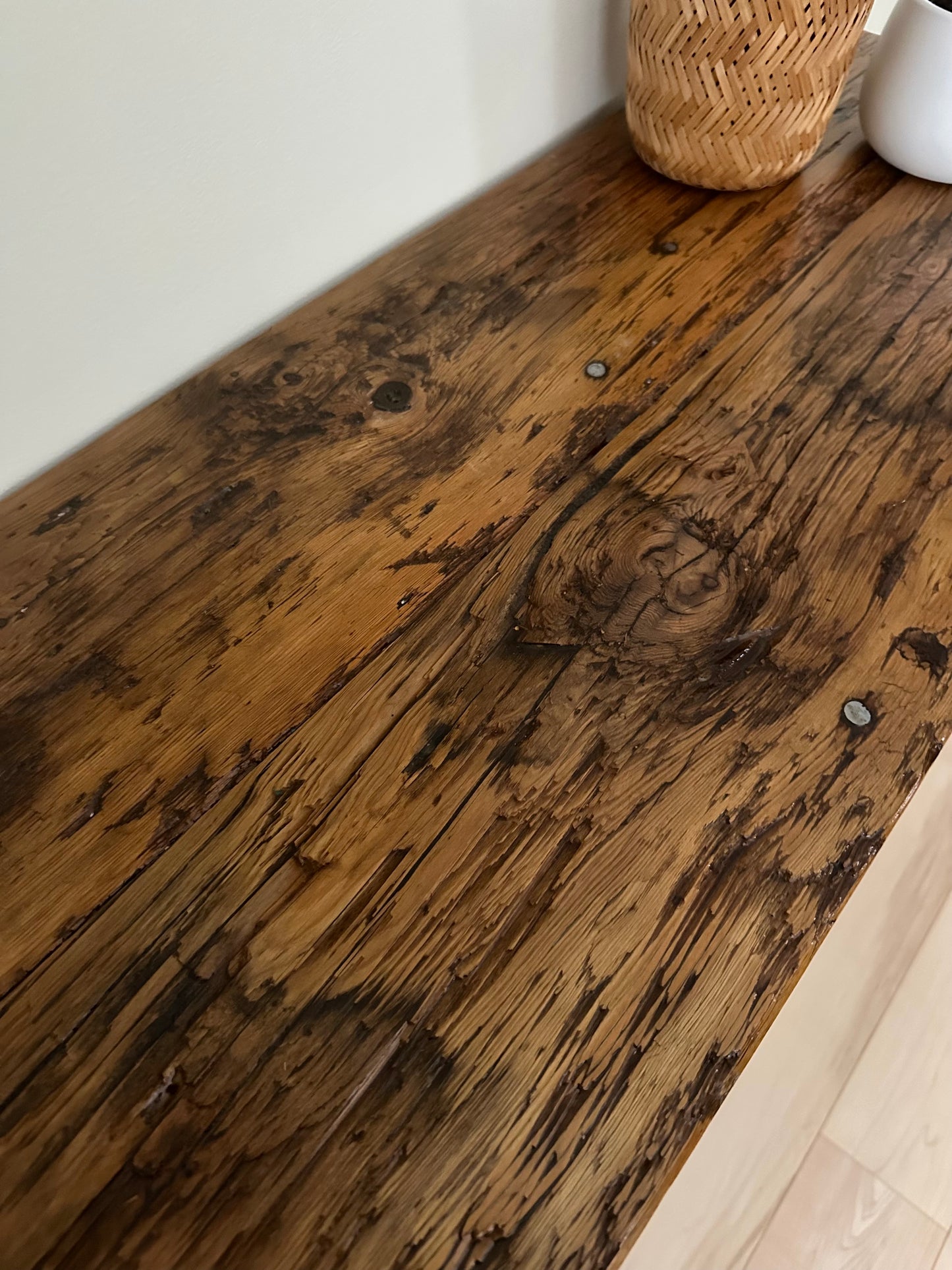 5’ L Rustic Wood Minimalist Media Stand / Table