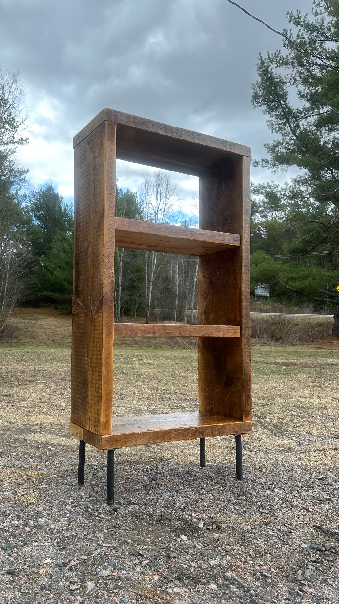 5’ H Rustic Reclaimed Wood + Steel Bookcase