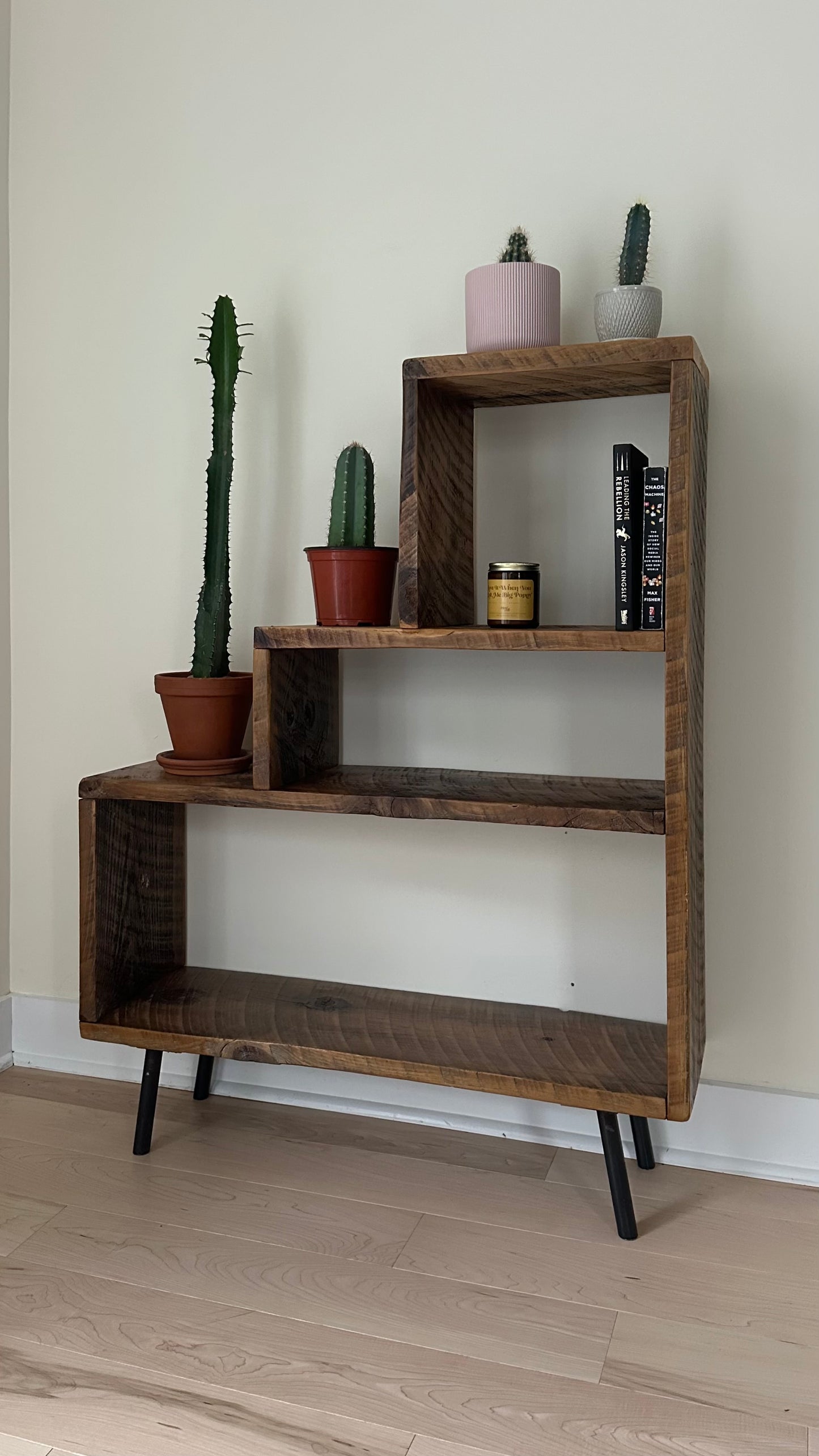 Rustic Reclaimed Wood Bookcase / Plant Stand
